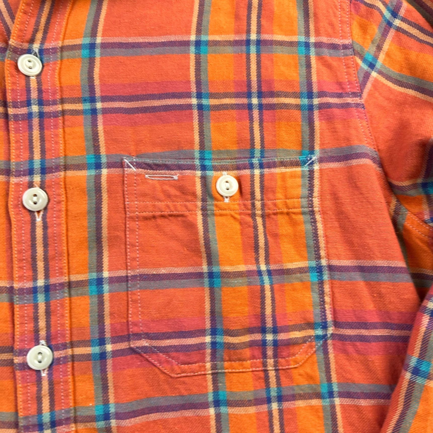 J.Crew J.CREW Shirt Mens M Orange Flannel Plaid Button-Up Pocket Wide Collar Casual Vintage? No. (Oops) Size US M / EU 48-50 / 2 - 5 Thumbnail
