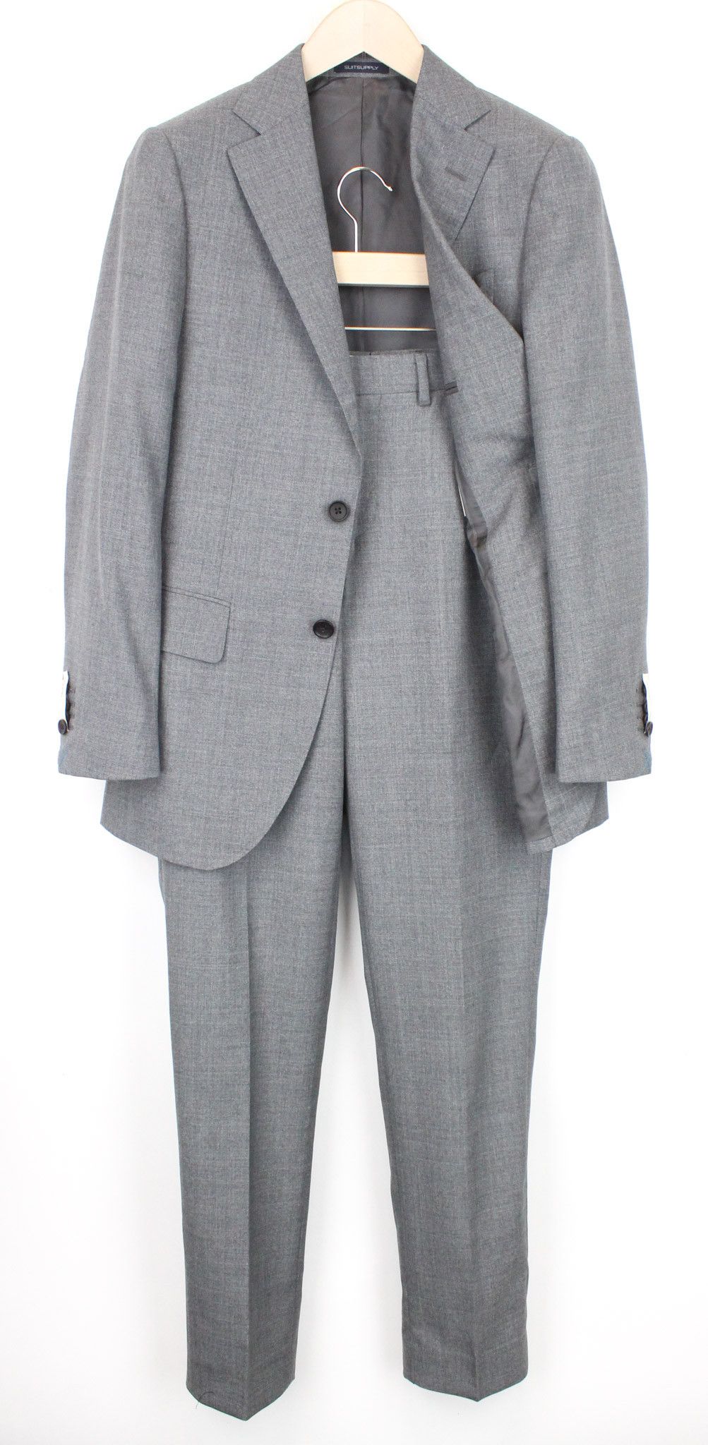 image of Suitsupply Lazio Uk34R Tropical Mid-Grey Slim Melange Wool 67871, Men's