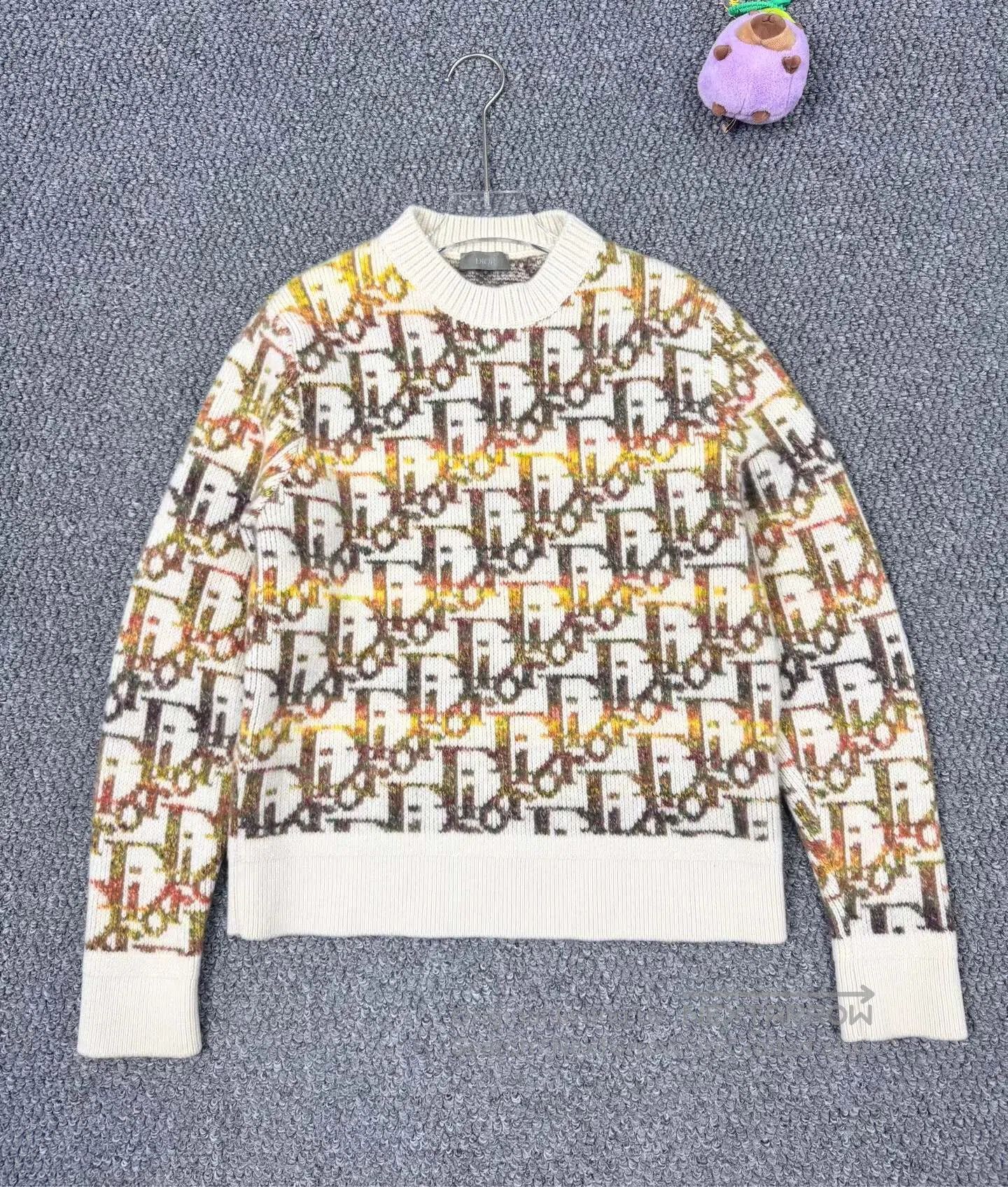 Dior Dior Yellow Colorful Full Print Logo Knit Sweater| Size S / US 4 / IT 40 - 1 Thumbnail