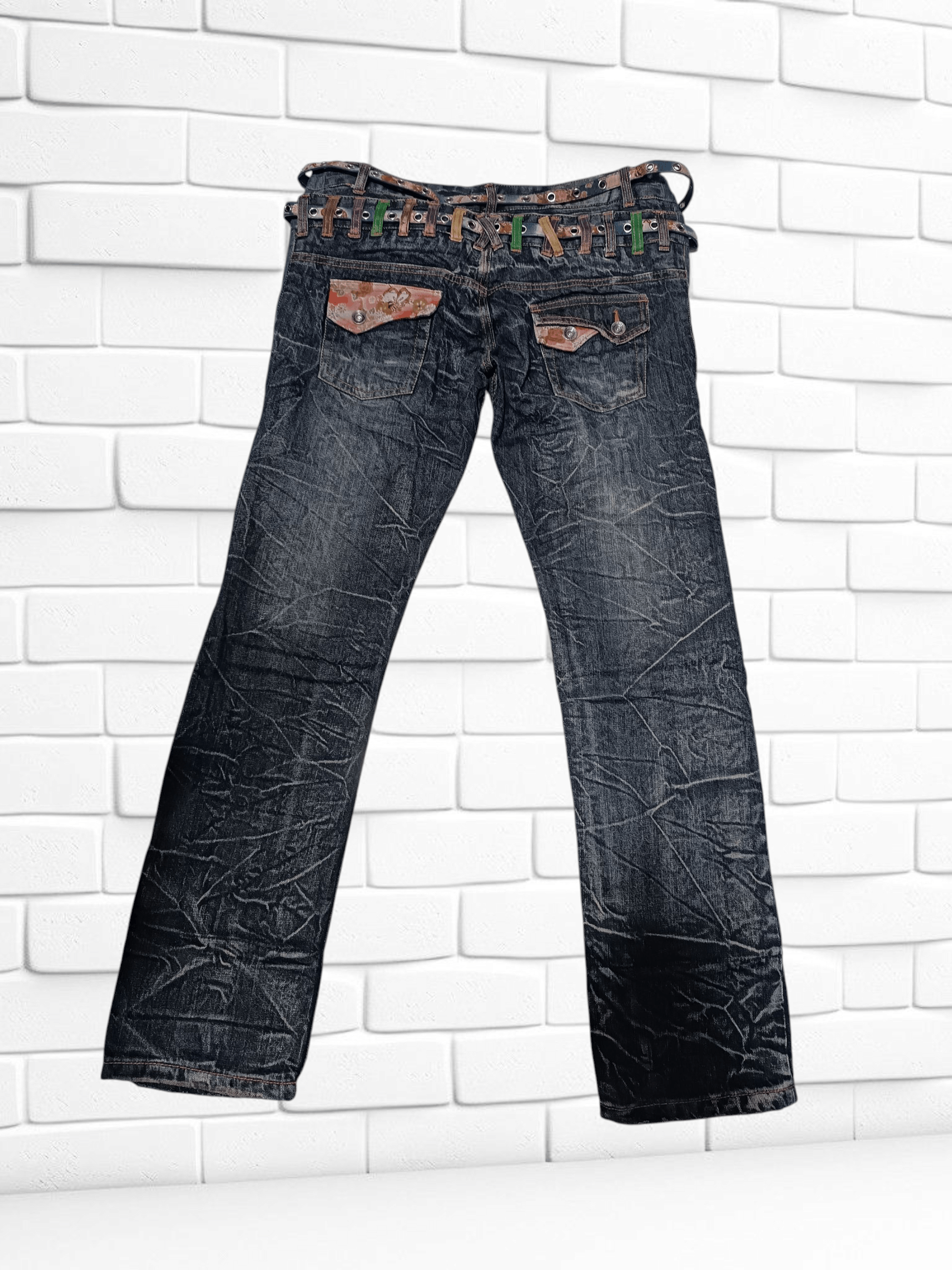 Japanese Brand Vintage Nylaus Distressed Double Waist Bondage Punk Jeans Size US 32 / EU 48 - 5 Thumbnail