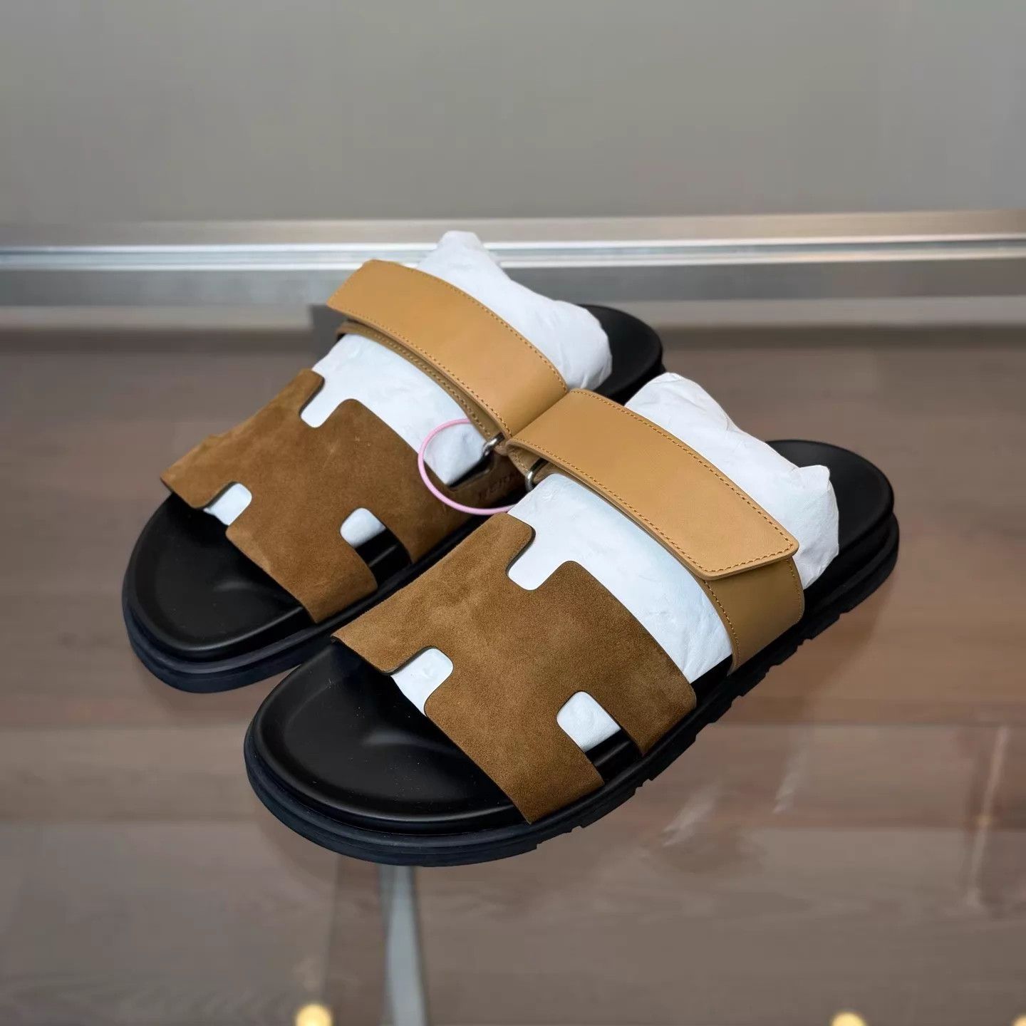 Hermes HERMES Chypre Suede Colorblock Slipper 41.5 New With Box Size US 8.5 / EU 41-42 - 1 Thumbnail