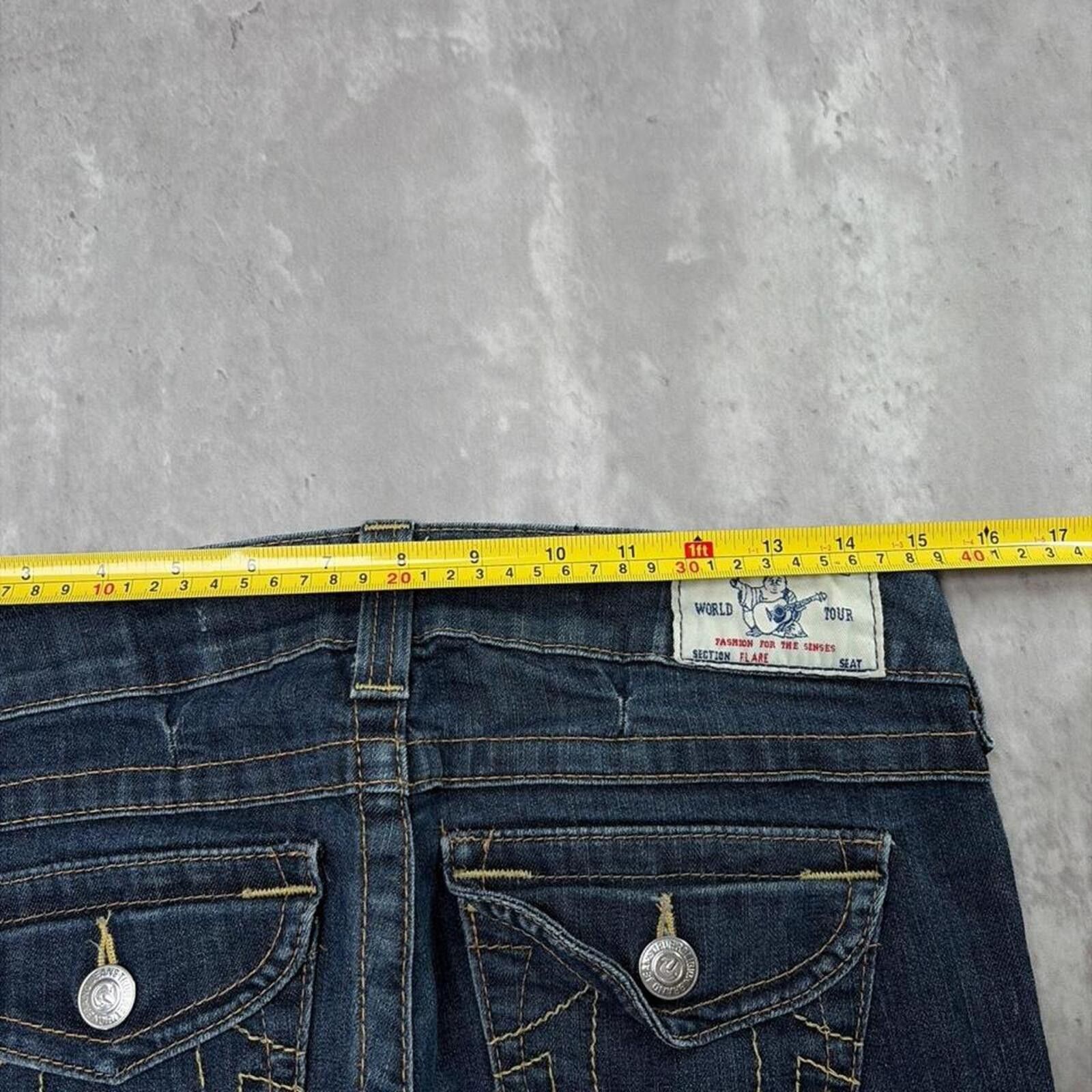 True Religion Y2K Dark Wash True Religion Grunge Flare Denim Jeans Size 30" / US 8 / IT 44 - 6 Thumbnail