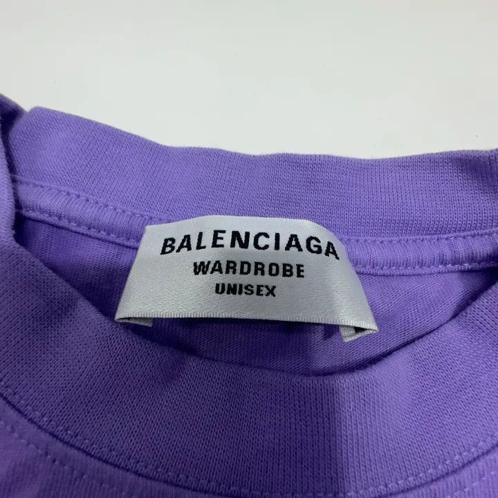 Balenciaga Balenciaga Purple Logo Print Short Sleeve T-Shirt 0079-2507 Size XXS / US 00 / IT 34 - 2 Thumbnail