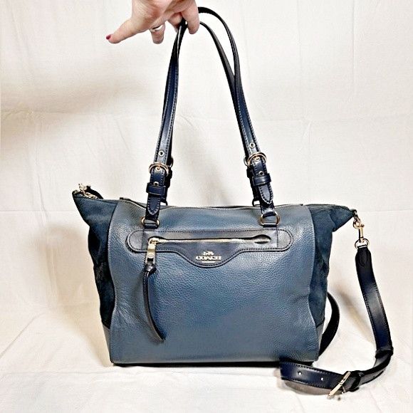 Coach Kleo Blue Pebbled Leather Satchel Crossbody Bag, Women's