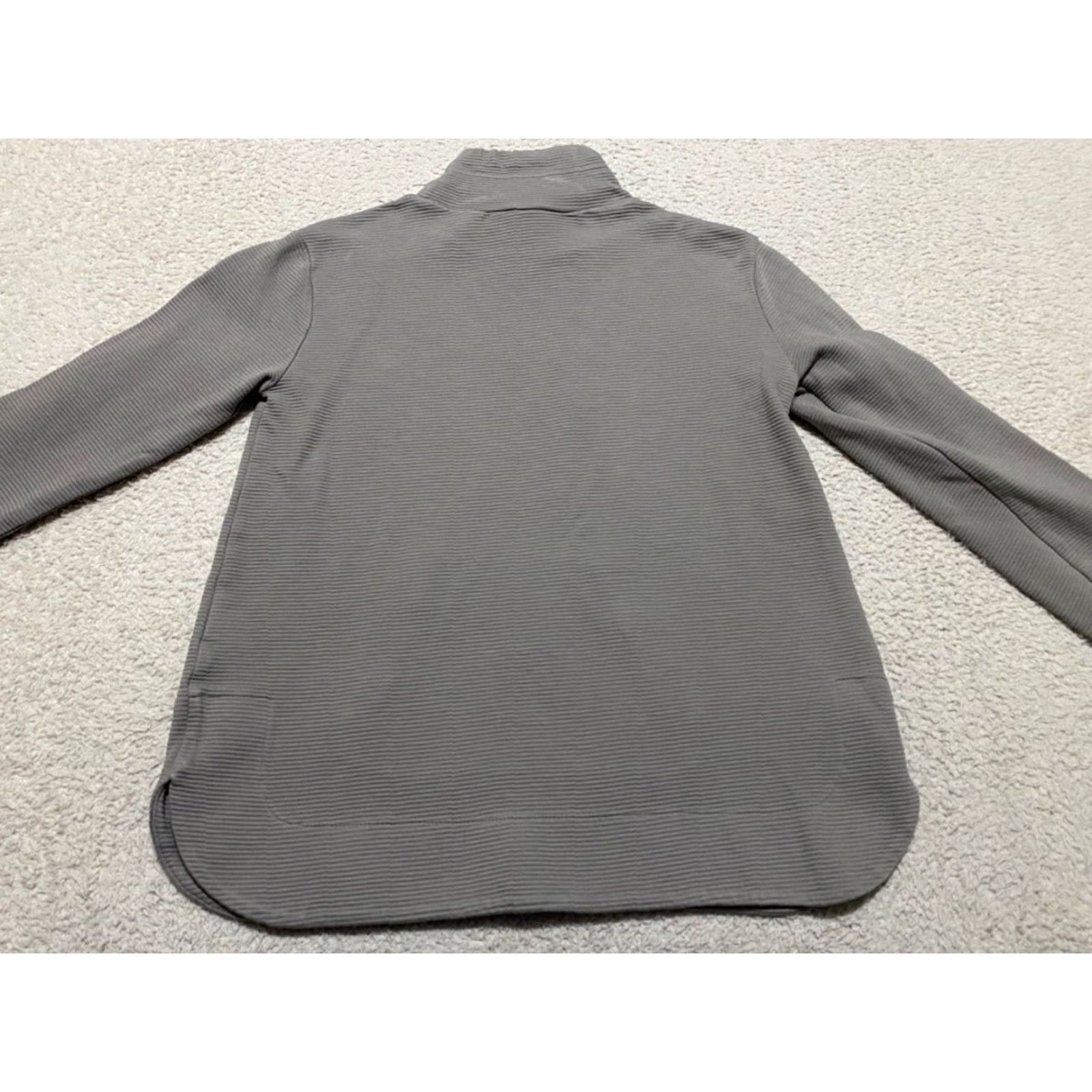 Vintage Garnet Hill Womens Sweater XS Solid Gray Ribbed Mock Neck Organic Cotton Size XS / US 0-2 / IT 36-38 - 7 Thumbnail