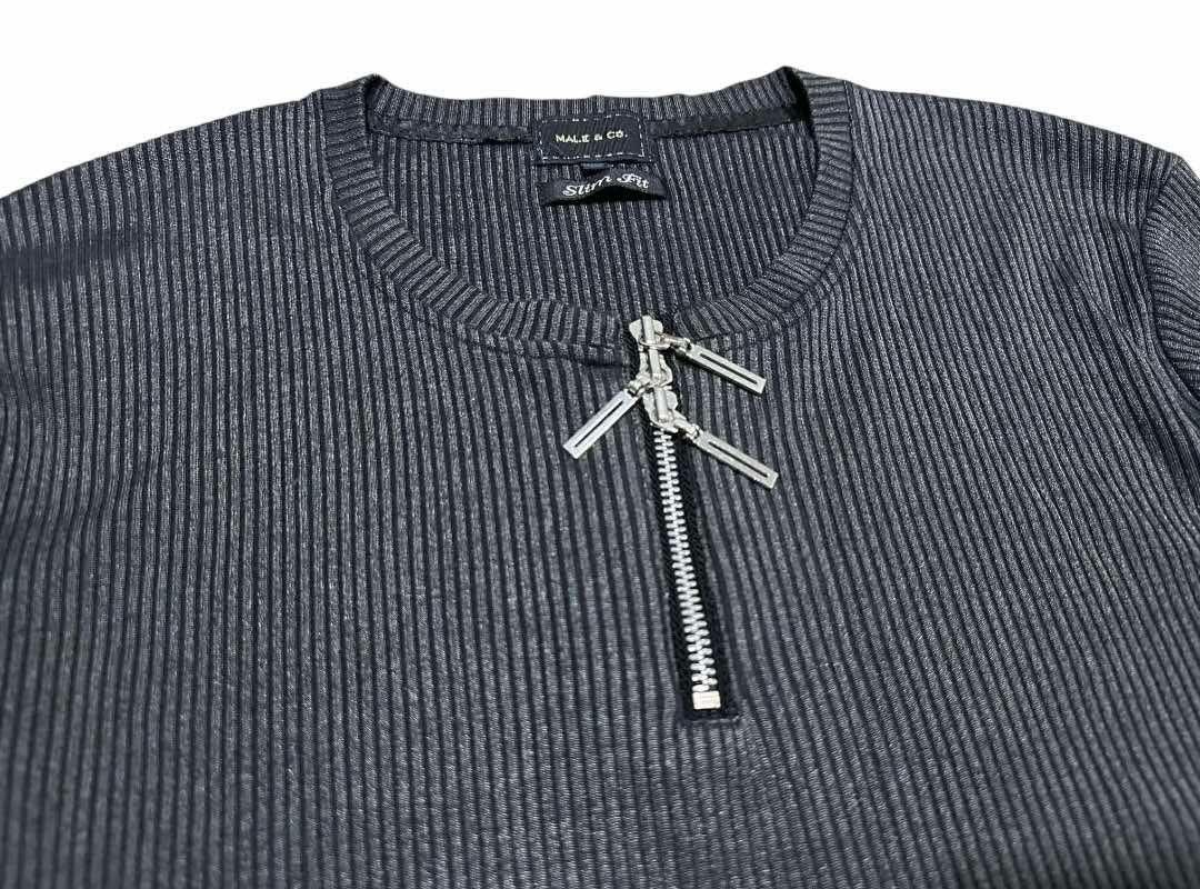 If Six Was Nine 🔥SickY2K Male & Co Ribbed Knit Long Sleeve Shirt 3 Zipper Size US L / EU 52-54 / 3 - 1 Thumbnail