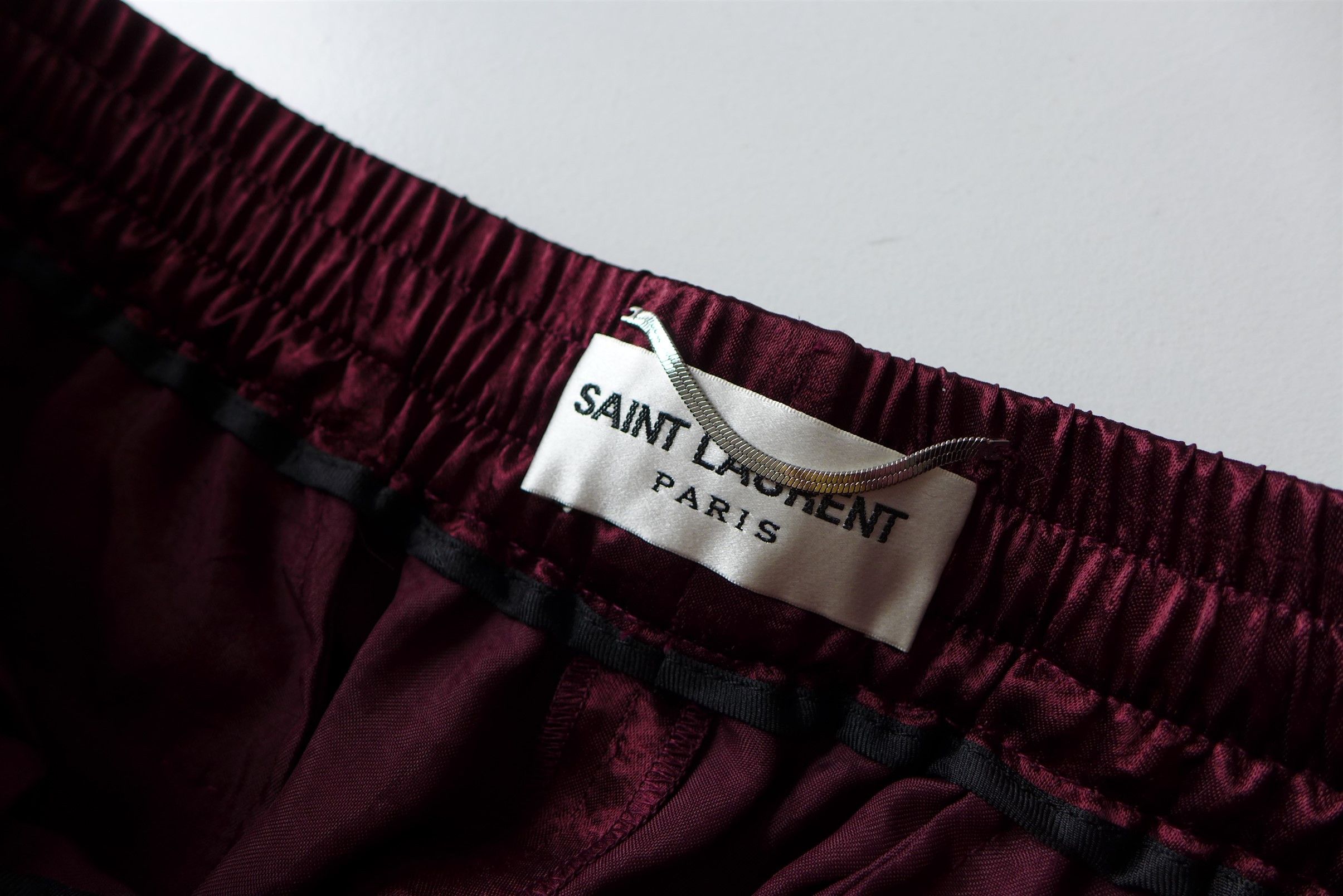 Saint Laurent Paris Saint Laurent Drawstring Track Pants - Burgundy Satin Size US 34 / EU 50 - 12 Thumbnail