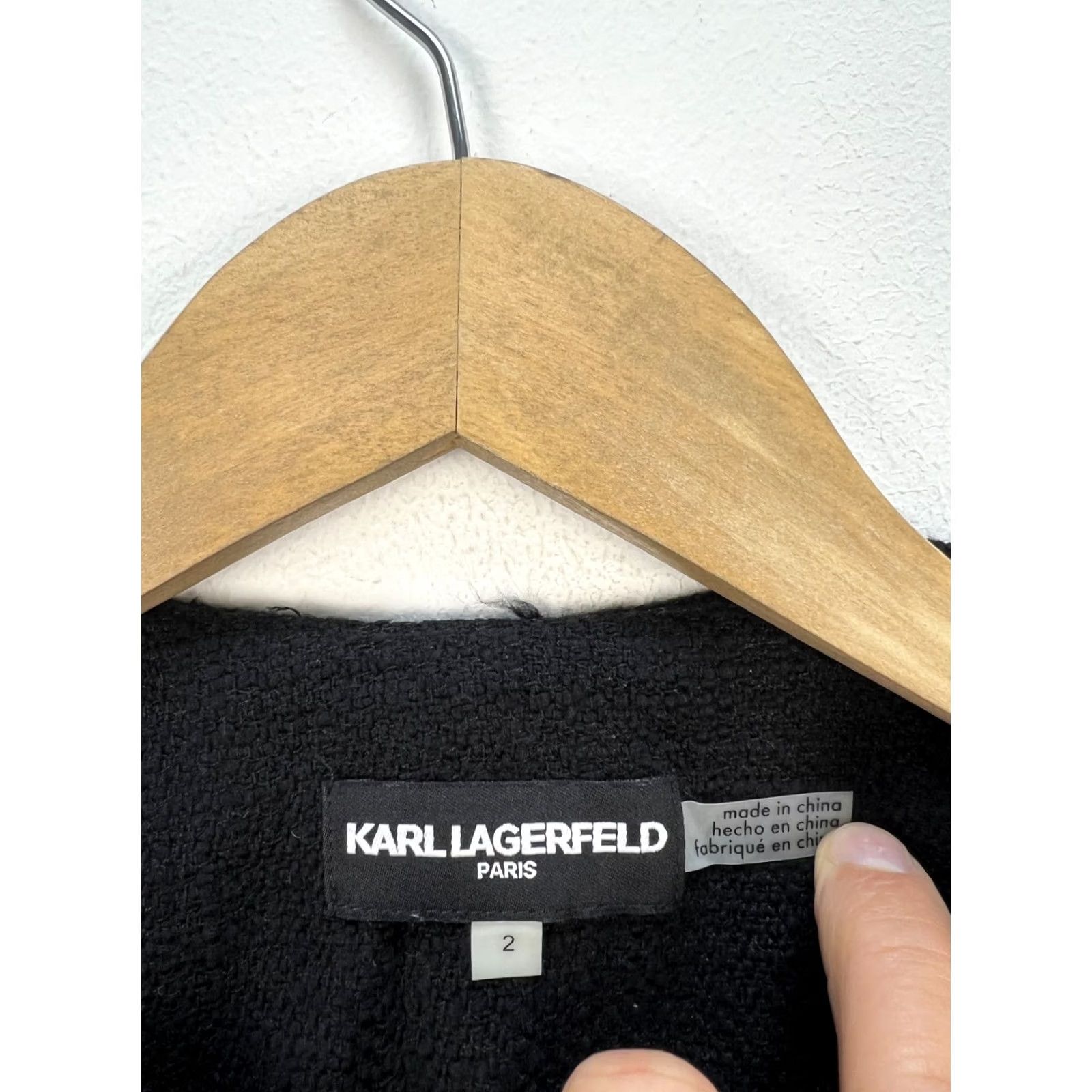 Karl Lagerfeld VINTAGE Karl Lagerfeld Paris Women’s Black Tweed Jacket Blazer Size 2 Size XS / US 0-2 / IT 36-38 - 5 Thumbnail