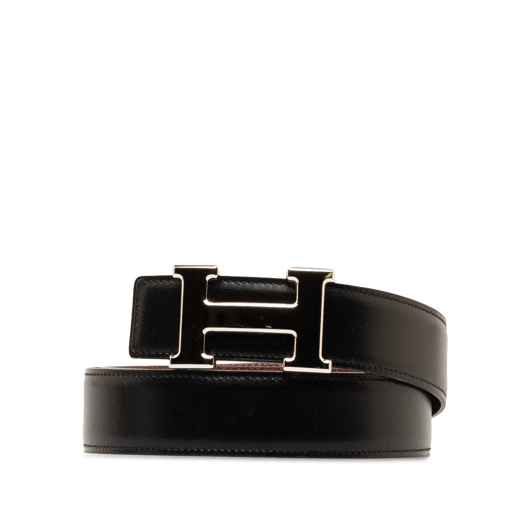 image of Hermes Constance Reversible Belt in Black, Women's