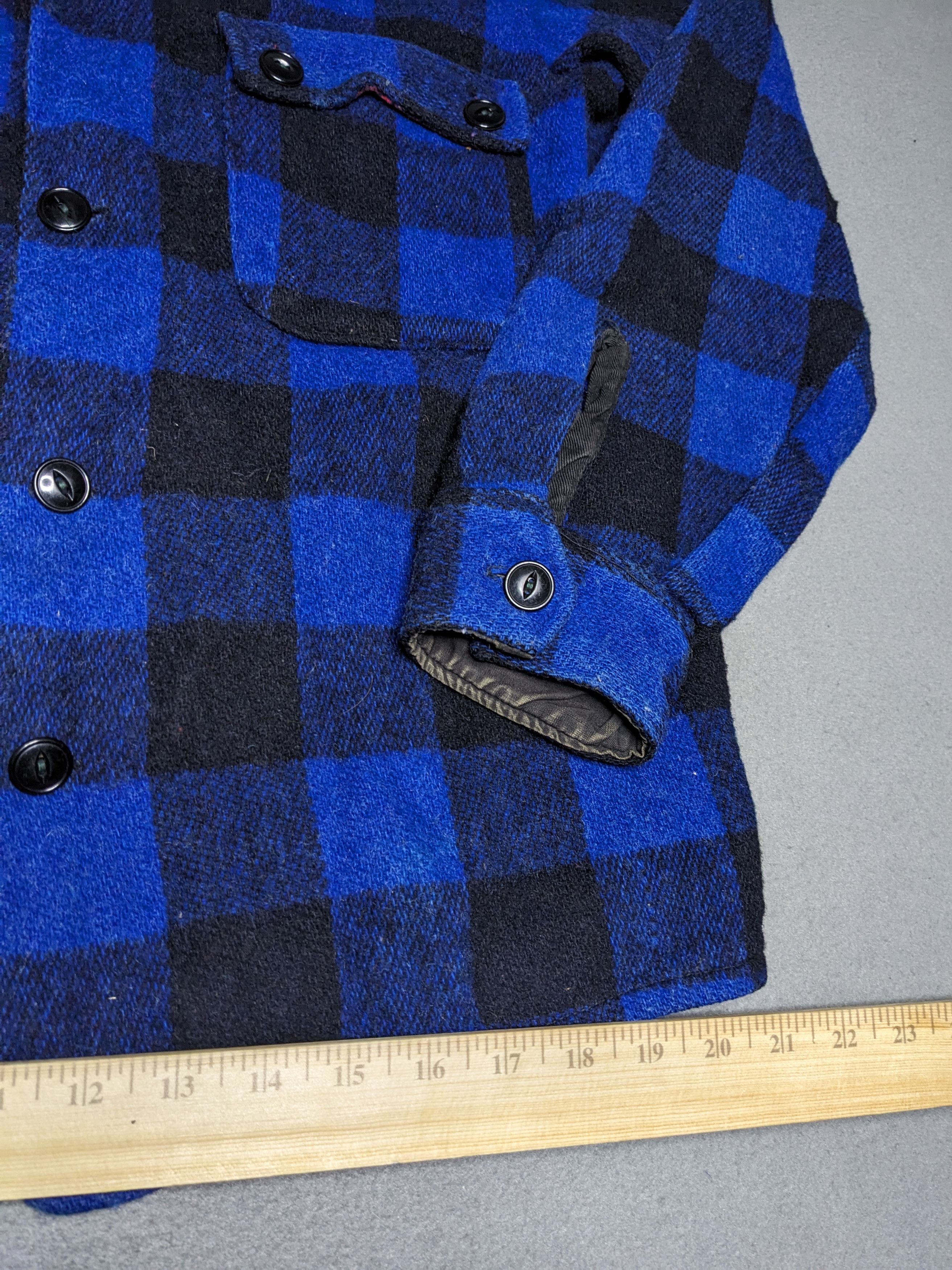 Vintage Humphrey Wool Flannel Buffalo Plaid Large Blue/Black 1950s Size US L / EU 52-54 / 3 - 10 Thumbnail