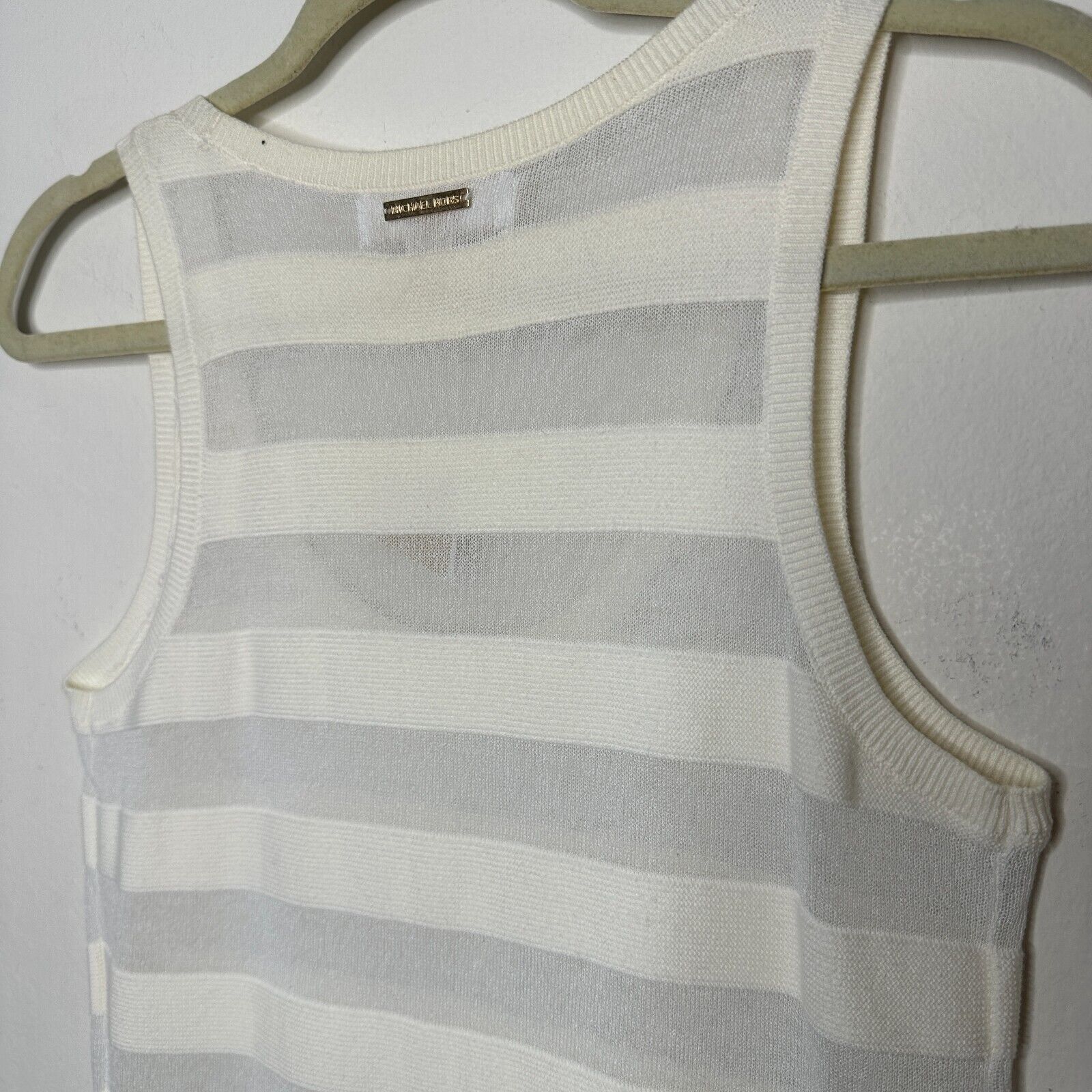 Michael Kors NWT Michael Kors Cream Sheer Stripes Scoop Neck Tank Top SM Size S / US 4 / IT 40 - 6 Thumbnail