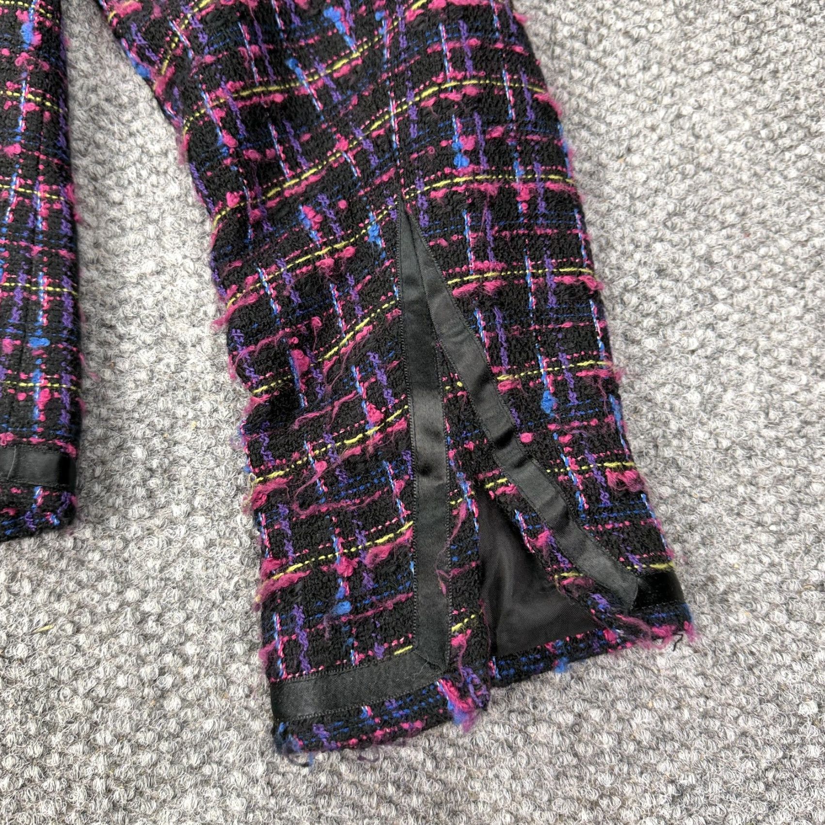 Vintage VINTAGE Oscar de la Renta Tweed Jacket Womens 10 Black Boucle Satin Trim Plaid 90s (Business, Casual) Womens Size L / US 10 / IT 46 - 7 Thumbnail