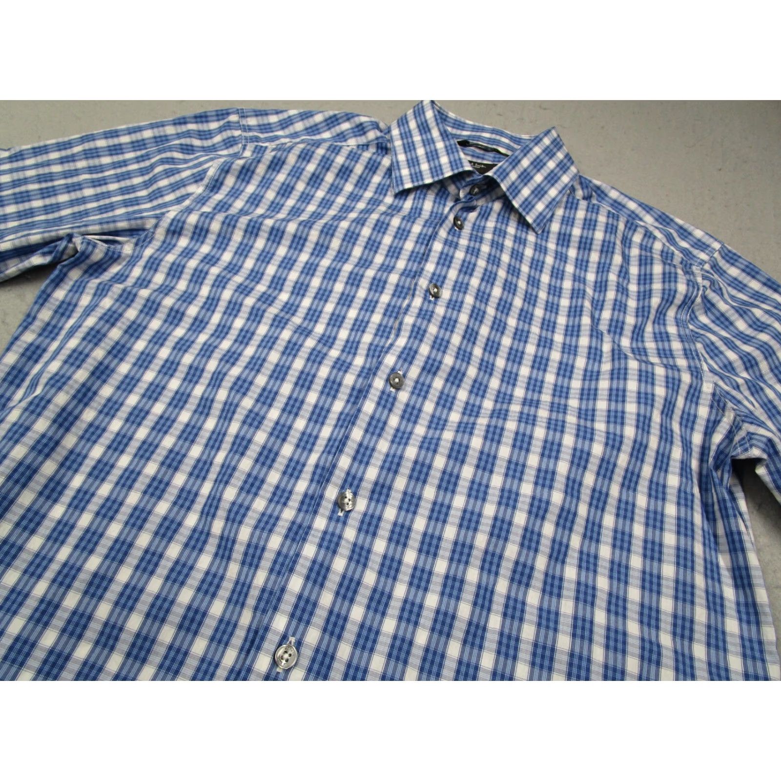 Paul Smith PAUL SMITH Dress Shirt Men Blue Check 16 41 Byard Button Up Flip Cuff Made in Italy Size 42R - 2 Thumbnail