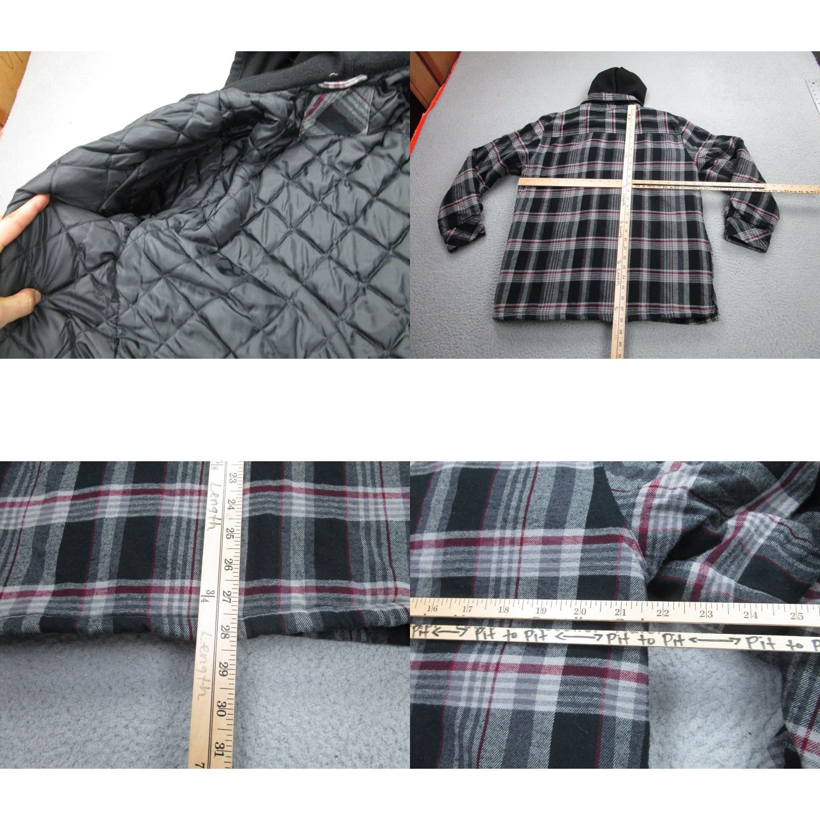 Vintage Jesse Pinkman Flannel Shirt Jacket Mens M Black Gray Hooded Quilted Lined Size US M / EU 48-50 / 2 - 8 Thumbnail