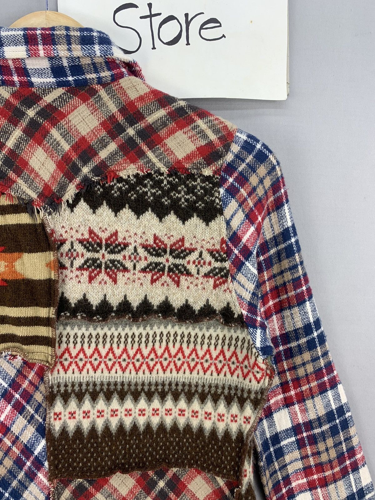 Japanese Brand Rare Navajo Patchwork Knitted Flannel Size XXS / US 00 / IT 34 - 14 Thumbnail