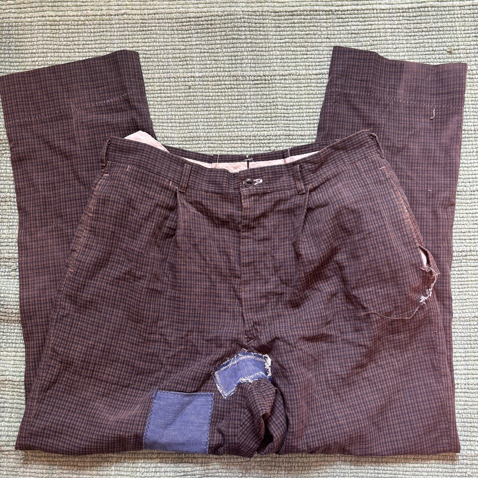 Vintage True vintage 1950s wool gabardine plaid patchwork trousers Size US 32 / EU 48 - 1 Thumbnail