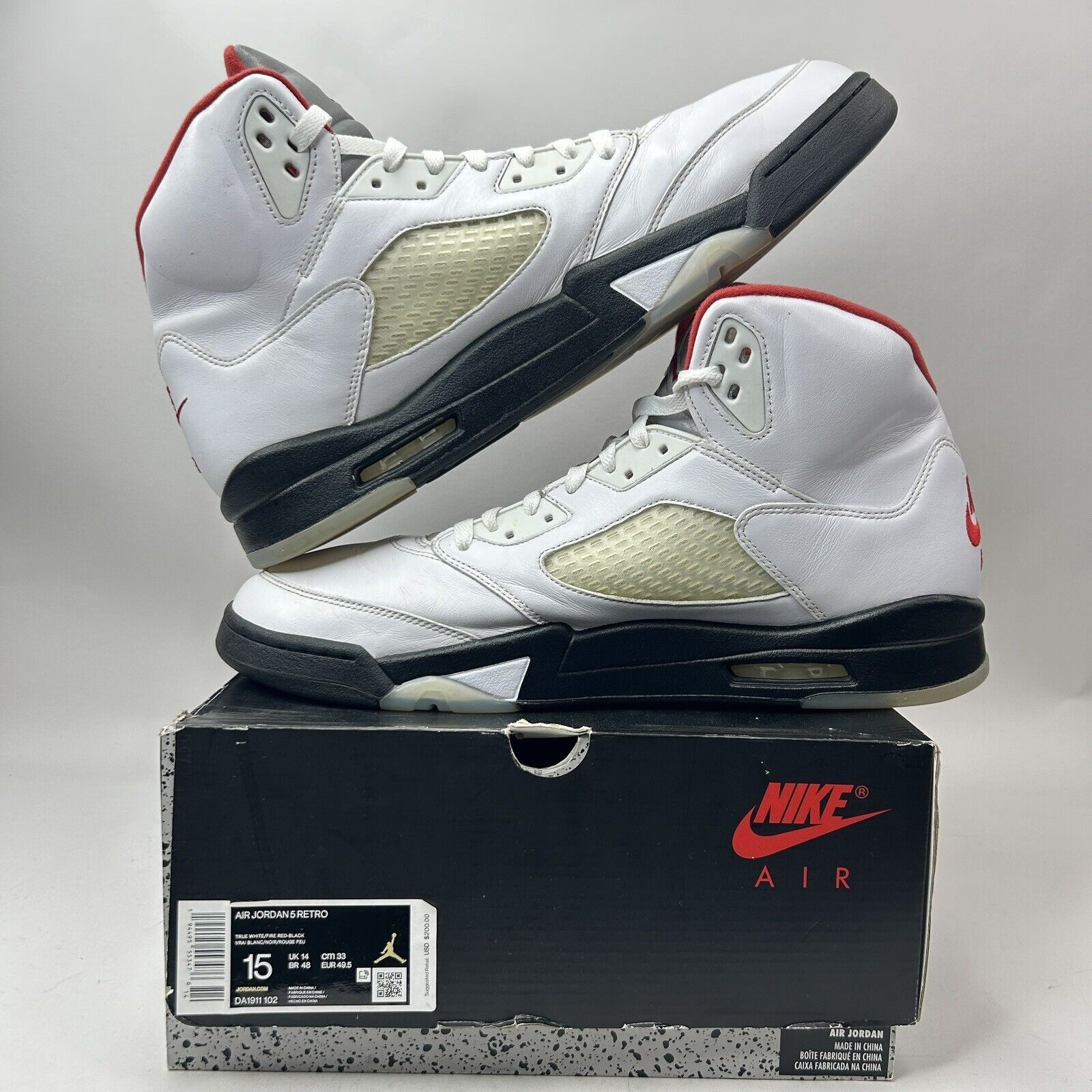 Jordan Brand Nike Shoes Air Jordan 5 Retro “Fire Red Silver Tongue” 2020 Size US 15 / EU 48 - 3 Thumbnail
