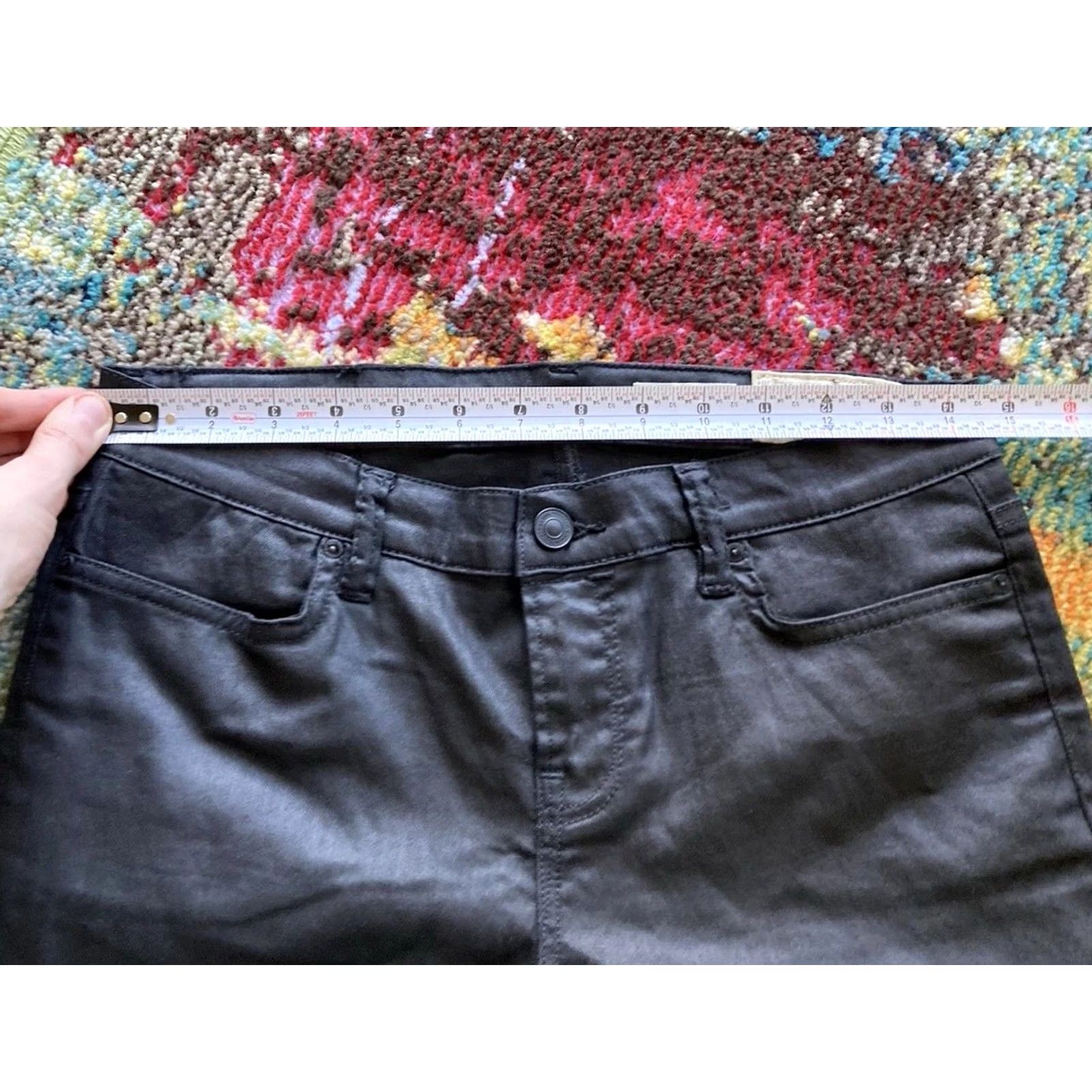 Allsaints AllSaints Pants Womens 29x30 Black Ashby Skinny Fit Low Rise Shiny Stretch} Size 29" - 5 Thumbnail
