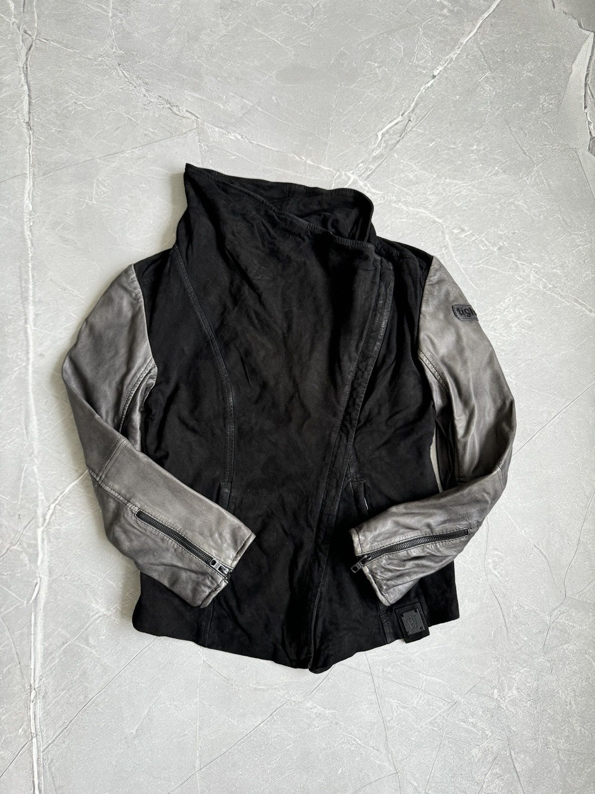 tigha Tigha High Neck Asymmetrical Leather Jacket Rick Owens Style Size L / US 10 / IT 46 - 3 Thumbnail