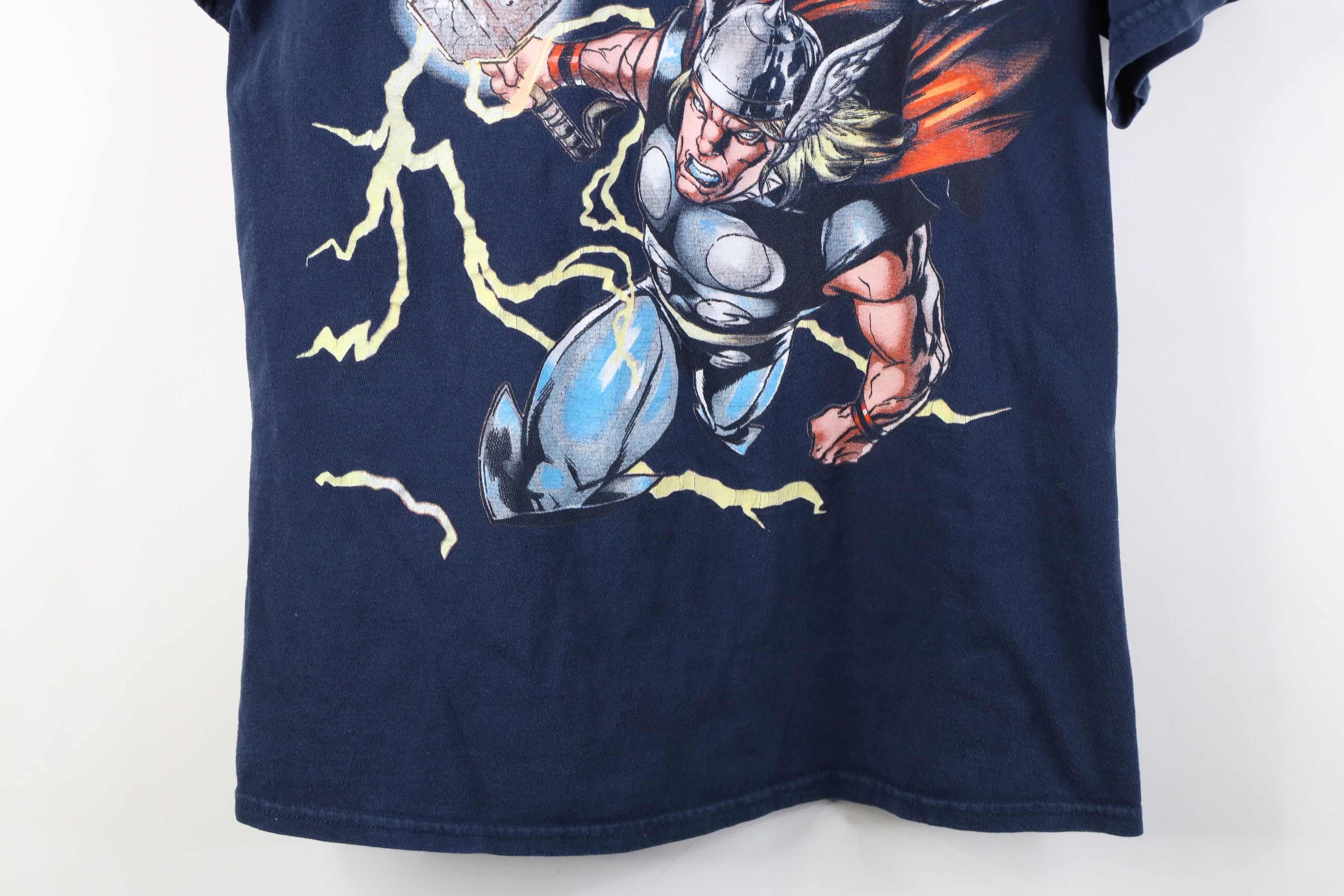 Vintage Vintage Marvel Comics Print Thor Lightning T-Shirt Blue Size US M / EU 48-50 / 2 - 3 Thumbnail