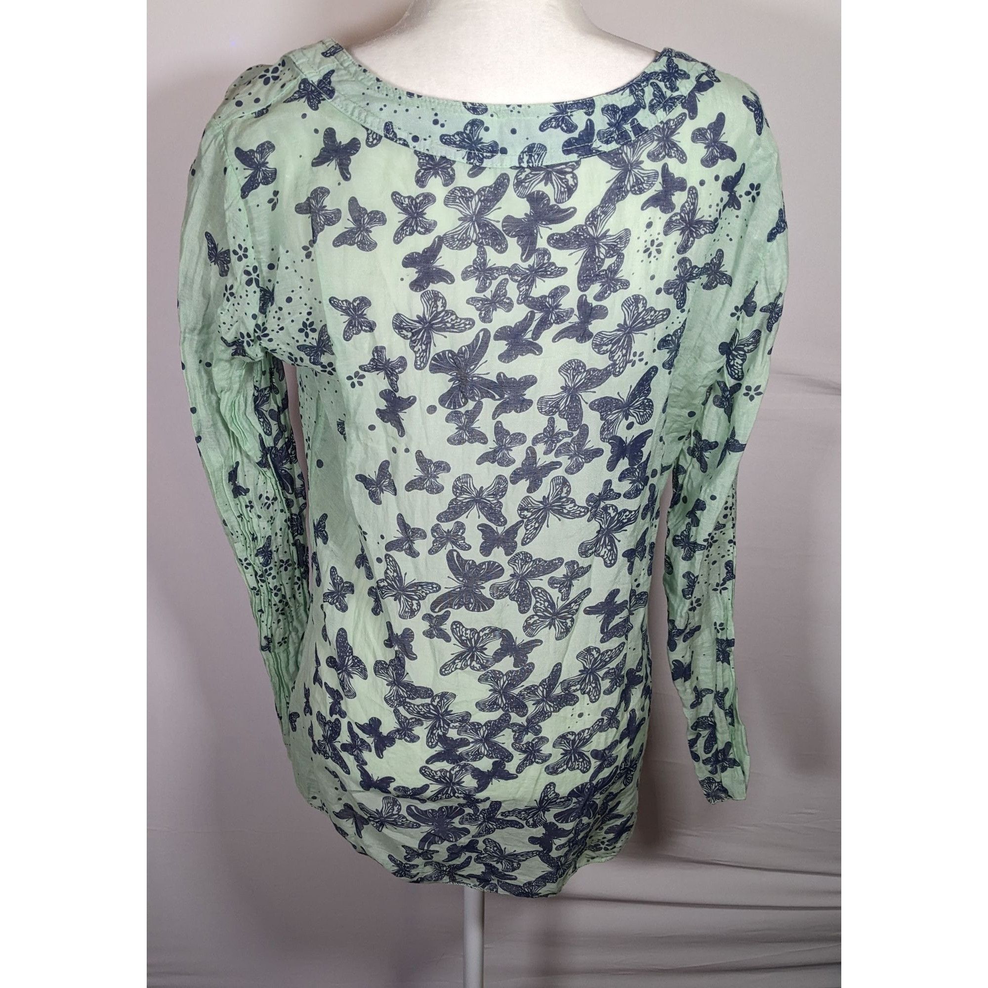 Other N & Willow Italy Bohemian Butterfly Blue And Green Top Size M / US 6-8 / IT 42-44 - 7 Thumbnail