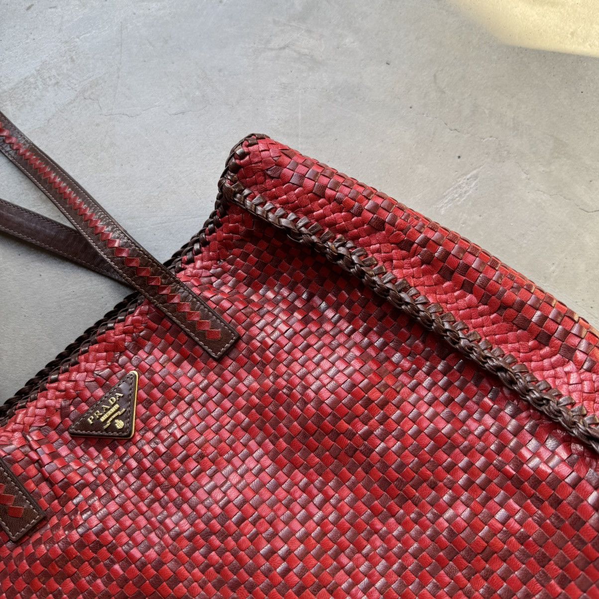 Prada Prada - Madras Leather Tote Bag Size ONE SIZE - 3 Thumbnail