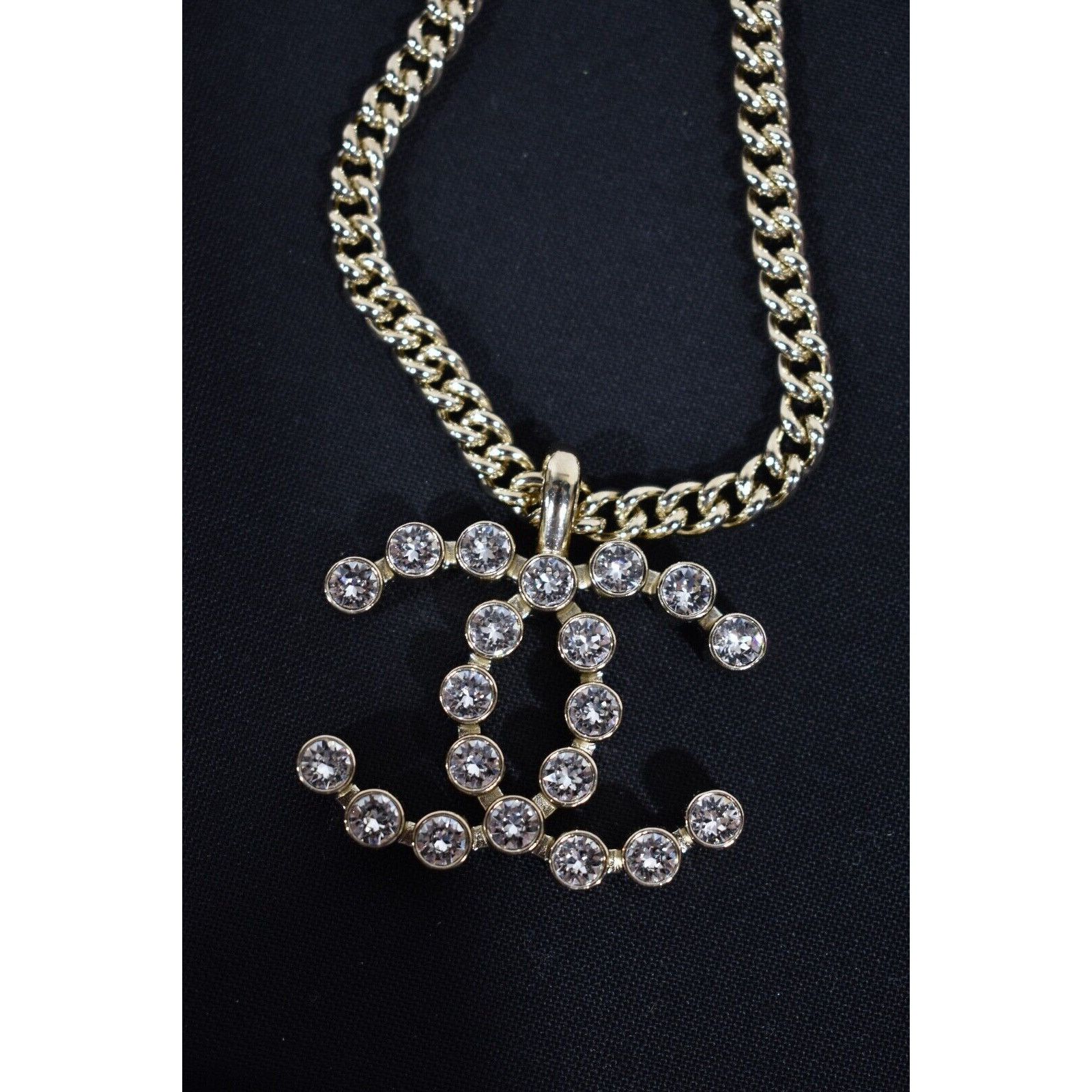 Chanel Chanel 23P Crystal CC Gold Metal Cuban Chain Drop Necklace Size ONE SIZE - 3 Thumbnail