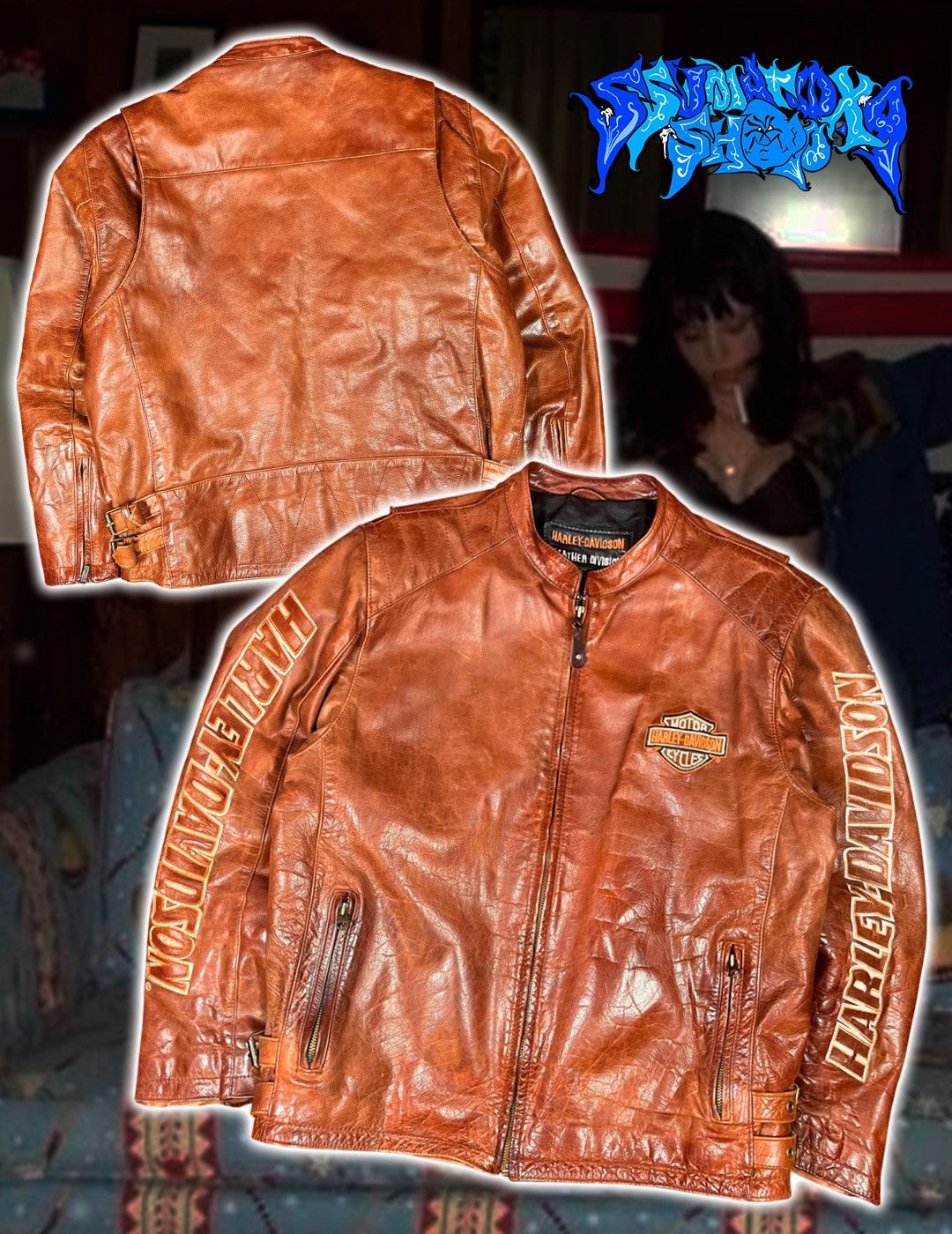 Harley Davidson Biker Harley-Davidson Division Jacket Vintage Cow Leather Size US L / EU 52-54 / 3 - 1 Thumbnail