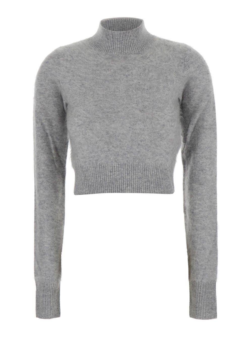 Sportmax 'Gubbio' Grey Cropped Sweater with High Neck in Cashmere Woman Size M / US 6-8 / IT 42-44 - 1 Thumbnail