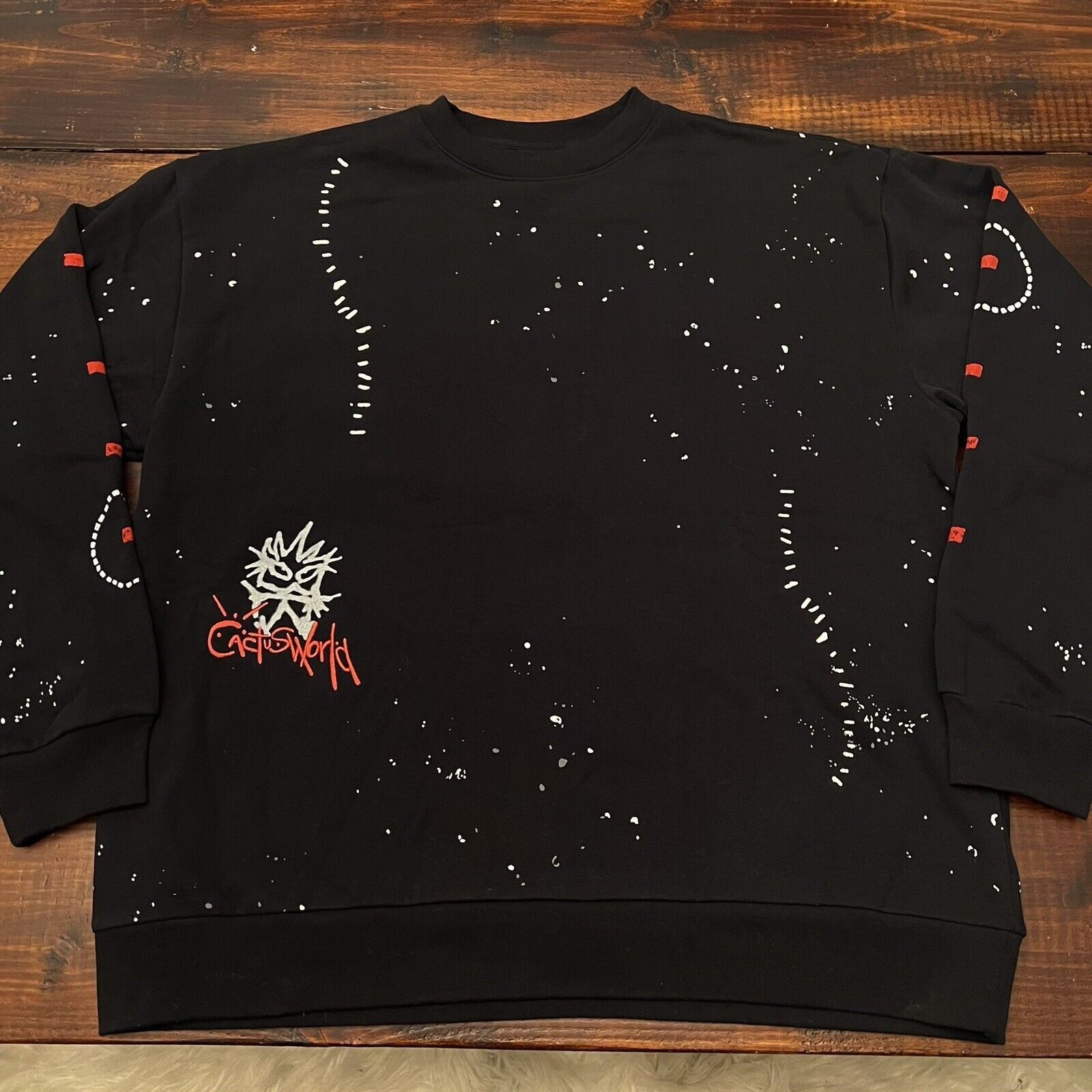 image of Travis Scott Cactus Jack Stitched Black Phantom Crewneck, Men's (Size XL)