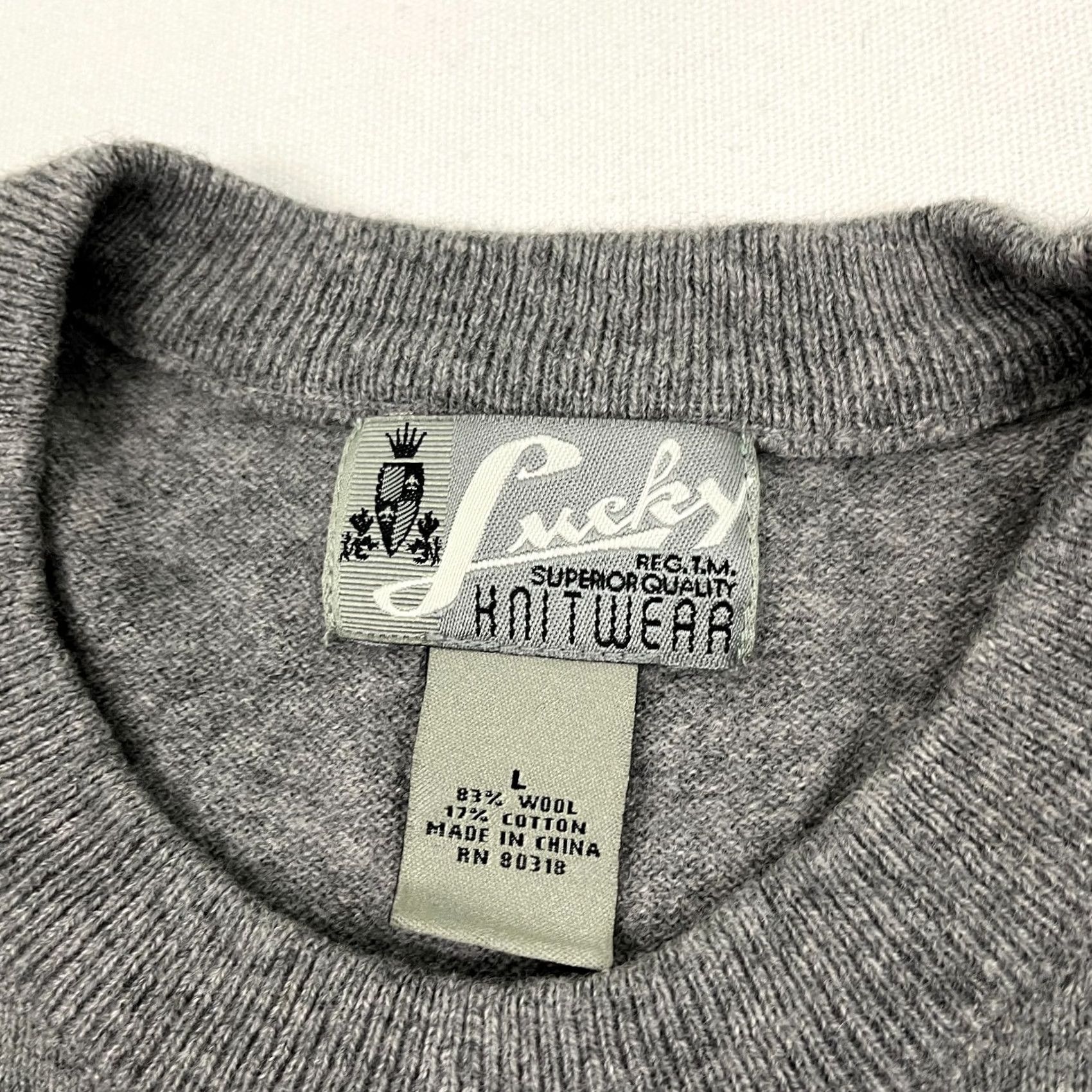 Lucky Brand VINTAGE Lucky Brand Y2K Knitwear Sweater Unisex Adults M Gray Wool Skull Print Crew Neck Pullover Knit Size US M / EU 48-50 / 2 - 3 Thumbnail