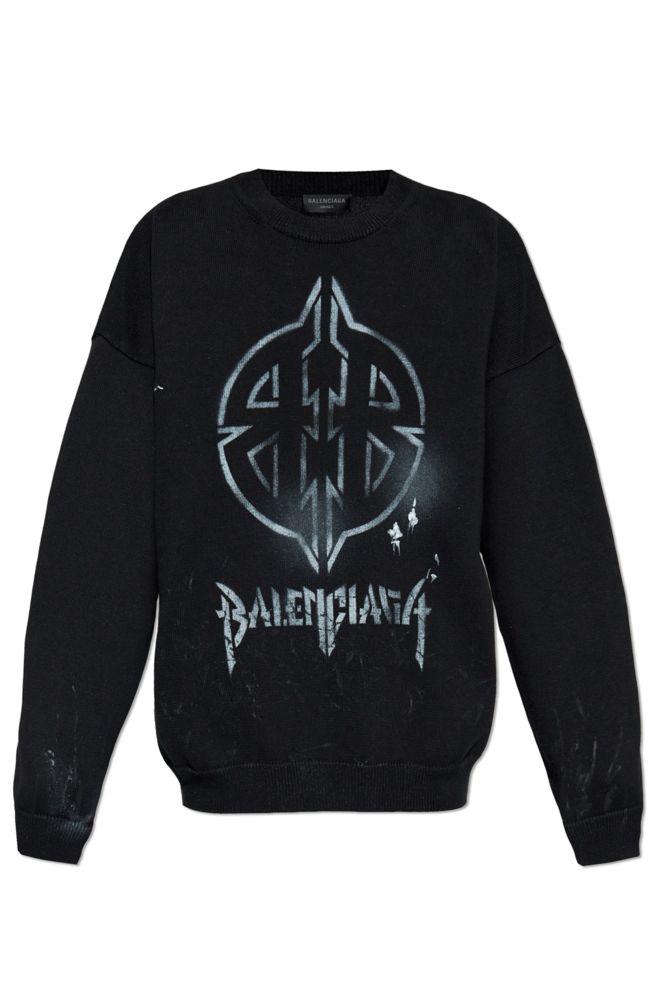Balenciaga o1srvl11e1025 Crewneck Sweater in Black Size US L / EU 52-54 / 3 - 1 Thumbnail