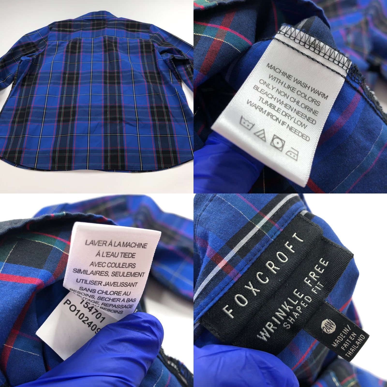 Vintage Foxcroft Plaid Shirt Blue 24W Long Sleeve Button-Up Womens Plus Shaped Wrinkle Free Casual Ready to Wear Size 4XL / US 24-26 - 8 Thumbnail