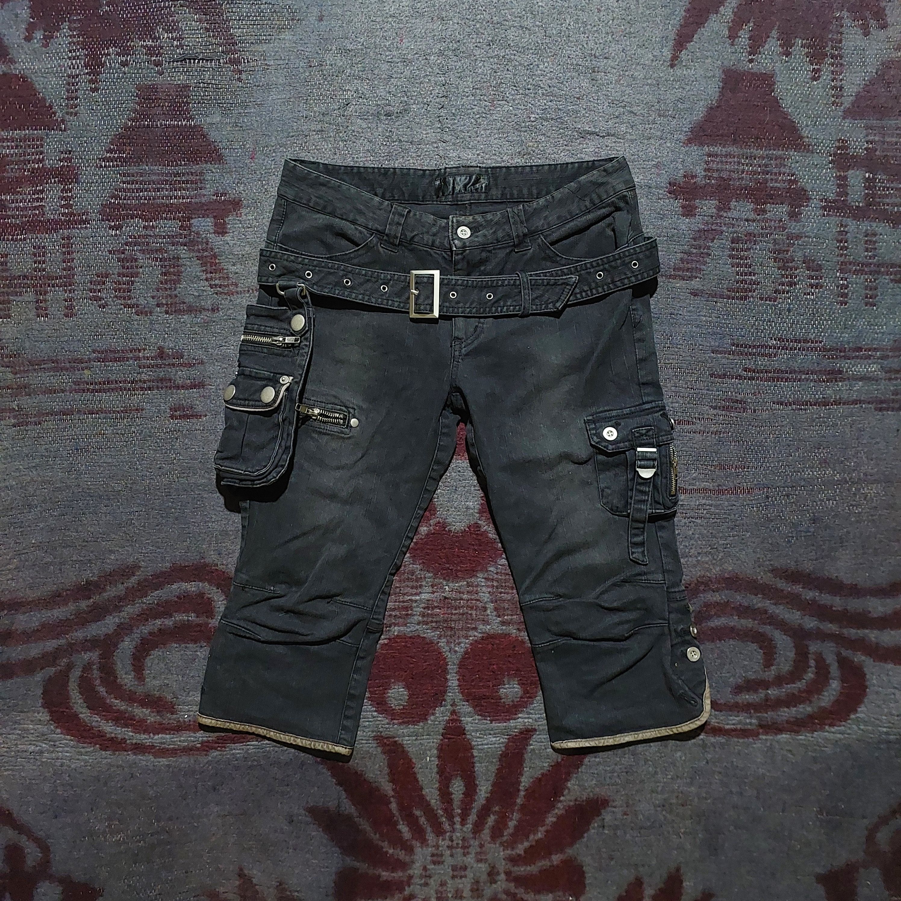 Tornado Mart Y2k black japanese bondage cargo short belt pouch Size US 29 - 1 Thumbnail