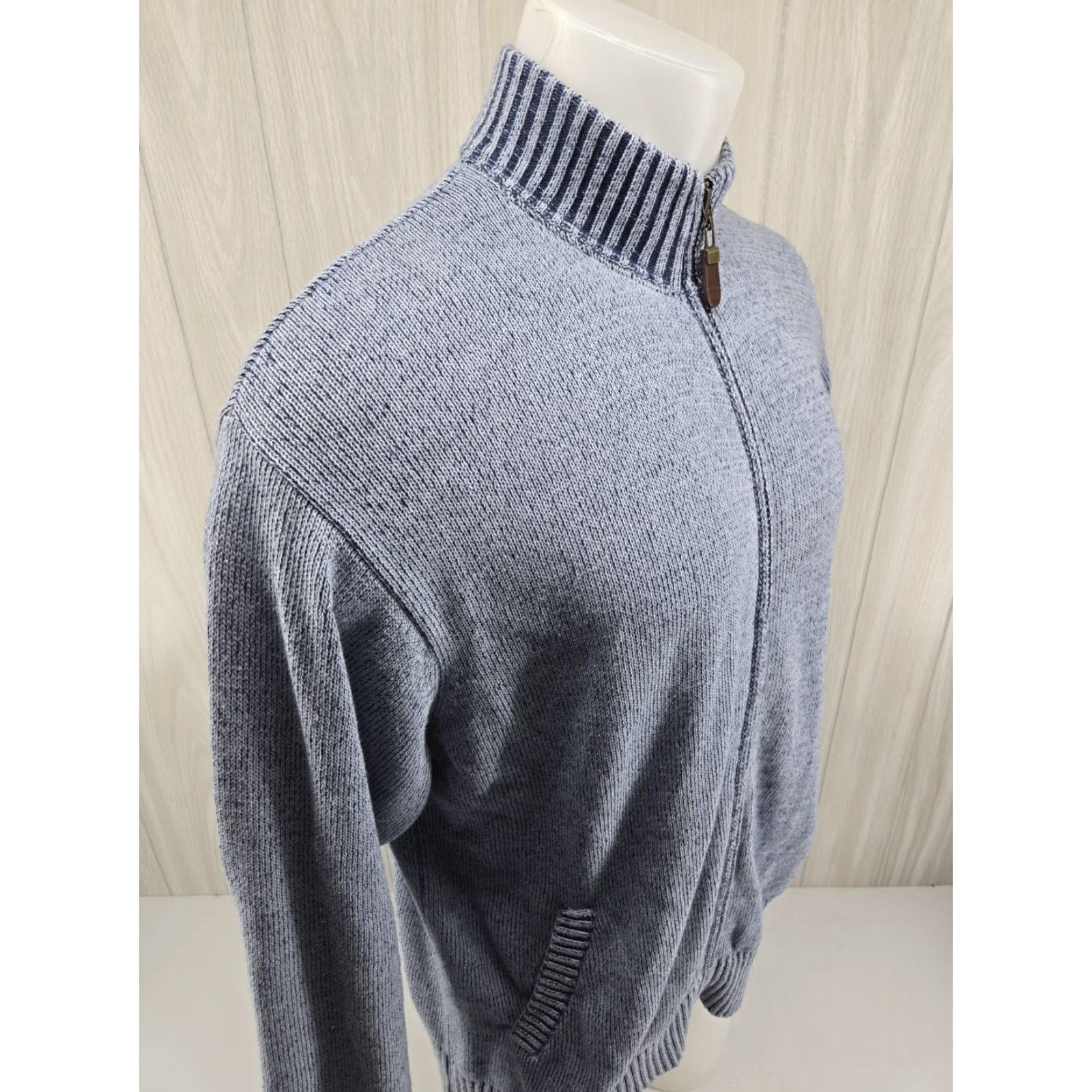 Orvis VINTAGE Orvis Fisherman Sweater Mens Large Knit Full Zip Blue Size US L / EU 52-54 / 3 - 7 Thumbnail