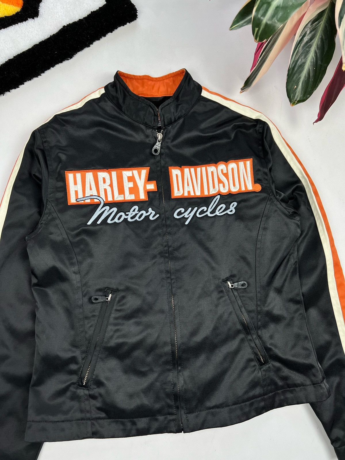 Harley Davidson × Vintage Vintage Harley Davidson Striped Moto Cropped Jacket Size S / US 4 / IT 40 - 3 Thumbnail