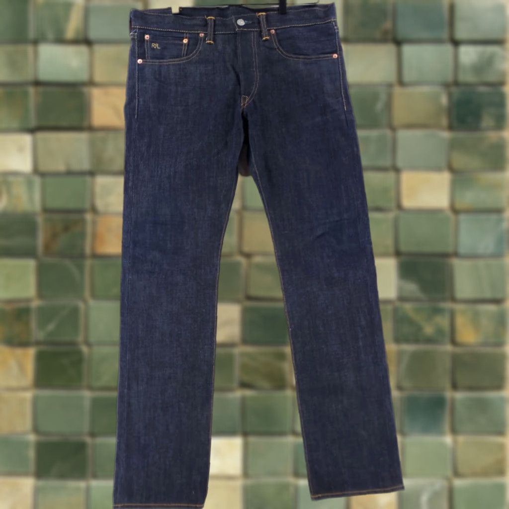 Ralph Lauren RRL Jeans Ralph Lauren Slim Fit Selvedge Mens 36 x 34 Actual Blue Straight 33 x 32 34 Inseam Blue Mens Size US 36 / EU 52 - 1 Thumbnail
