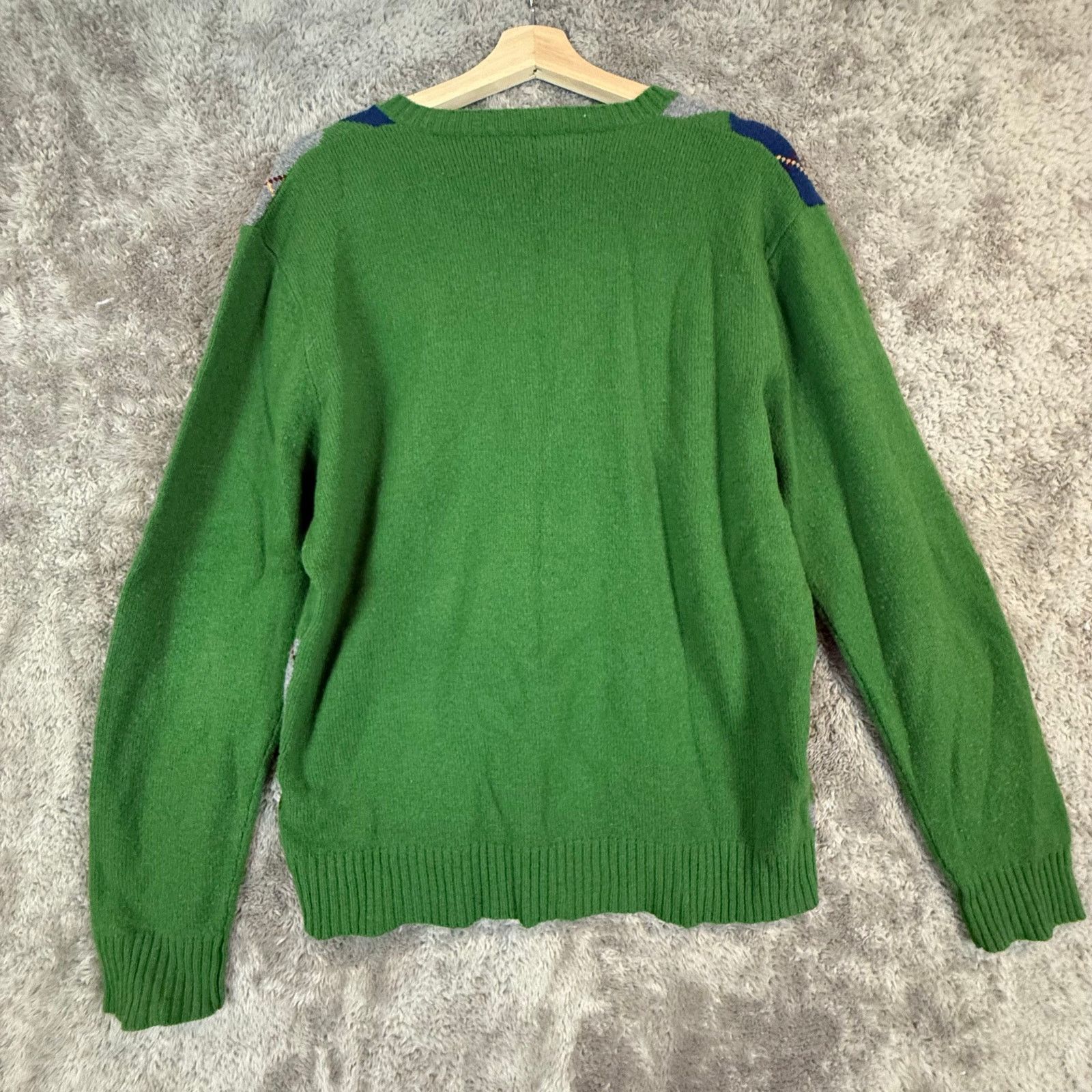 J.Crew J. Crew Green Blue V Neck Argyle Sweater Lambswool Men's L Size US L / EU 52-54 / 3 - 2 Thumbnail