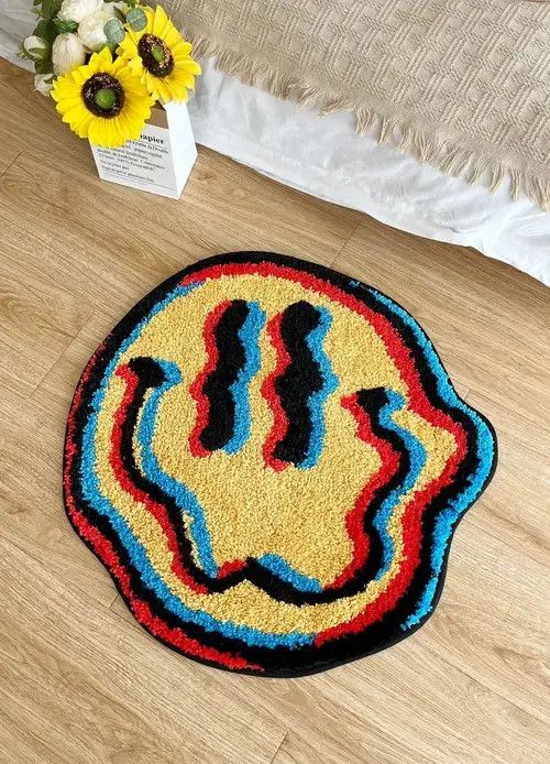 Other 3D Trippy Smiling Face Handmade Soft Rugs Size ONE SIZE - 2 Thumbnail