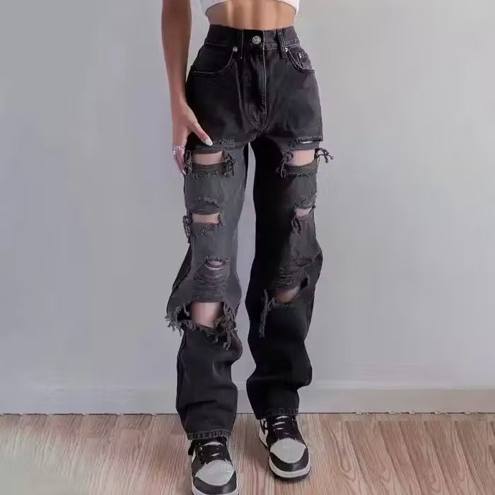 image of Vintage Black Ripped Jeans, Women's (Size 25)