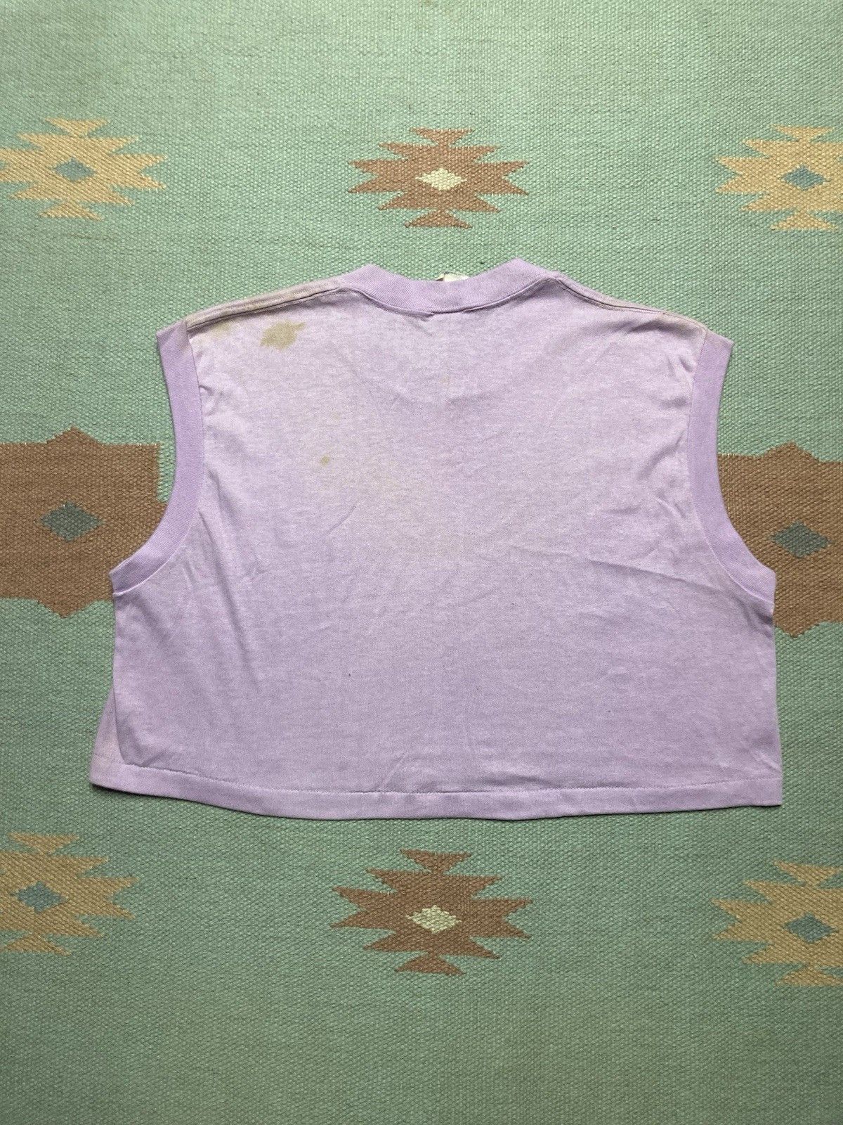 Vintage Vintage 70s 80s blank t shirt lilac stained soft cropped XL Size XL / US 12-14 / IT 48-50 - 4 Thumbnail
