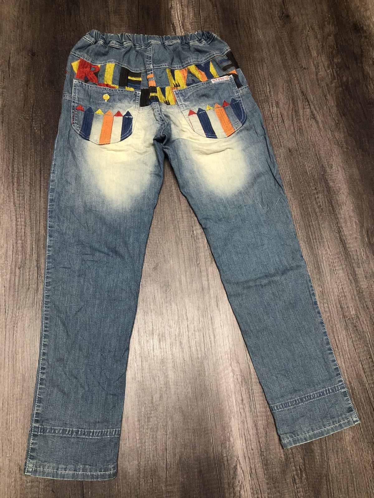 Designer Vintage Kriff Mayer Sport Wear Jeans Patchwork Design Size 34" / US 12 / IT 48 - 3 Thumbnail