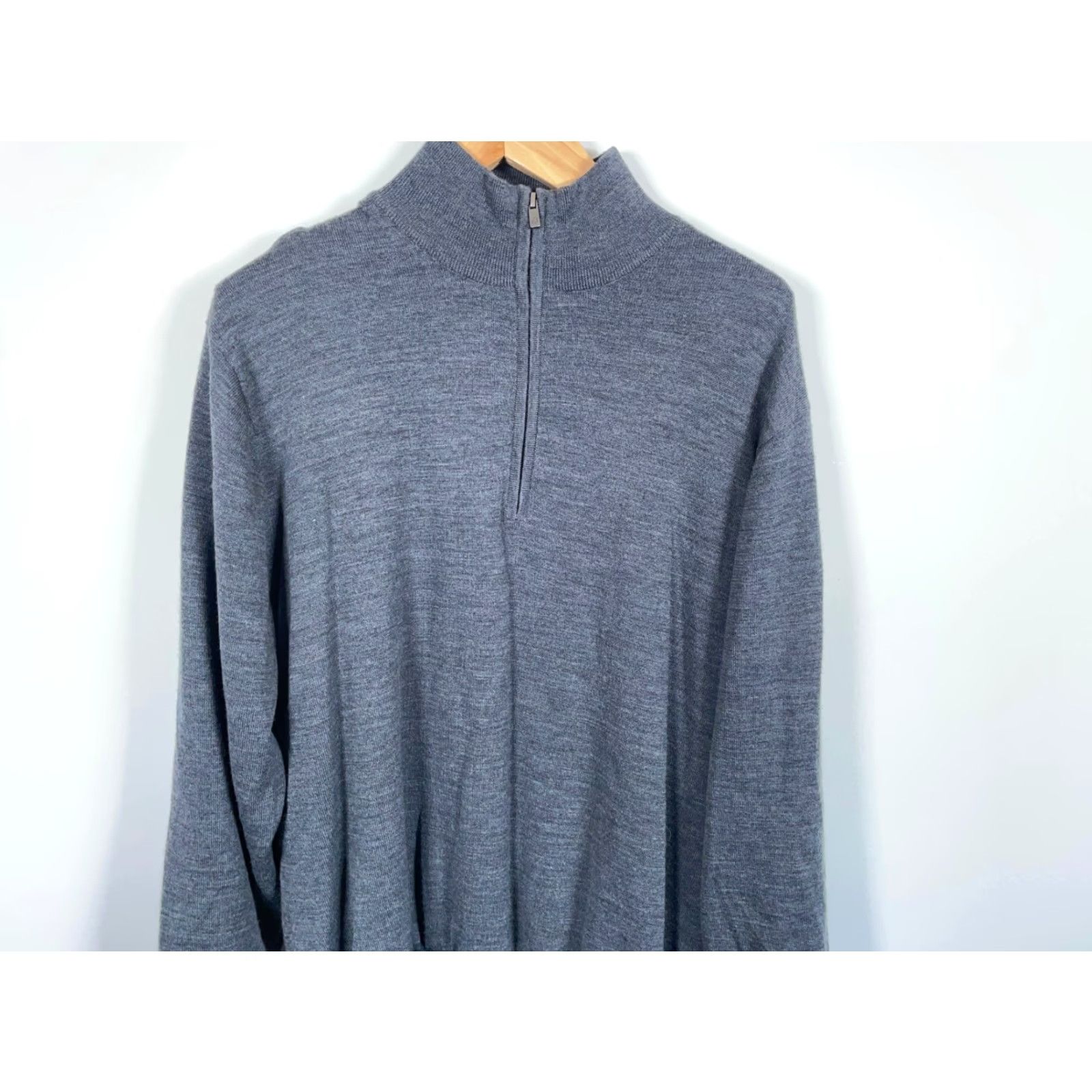 Footjoy FootJoy Wool Sweater Men Large Dark Gray 1/4 Zip Pullover Lined Knit Golf Cardigan Pullover Chalk 90s Retro Style Mens Size US L / EU 52-54 / 3 - 4 Thumbnail