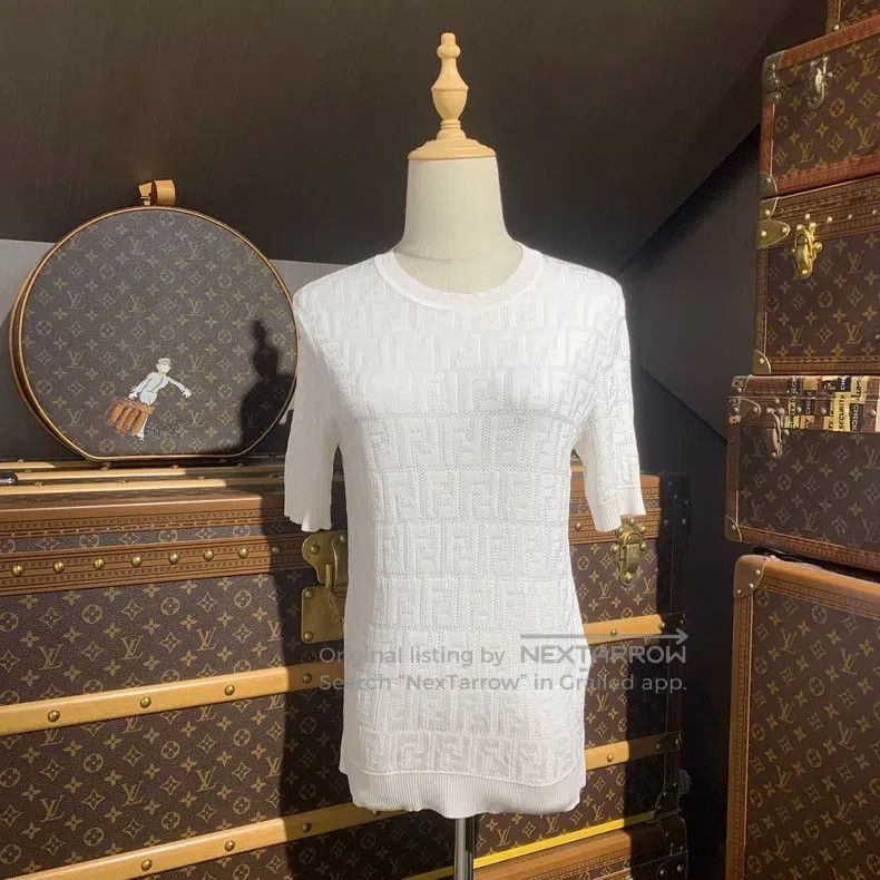 Other Fendi Dark Pattern Logo Printed Knit Short Sleeve Size XS / US 0-2 / IT 36-38 - 1 Thumbnail