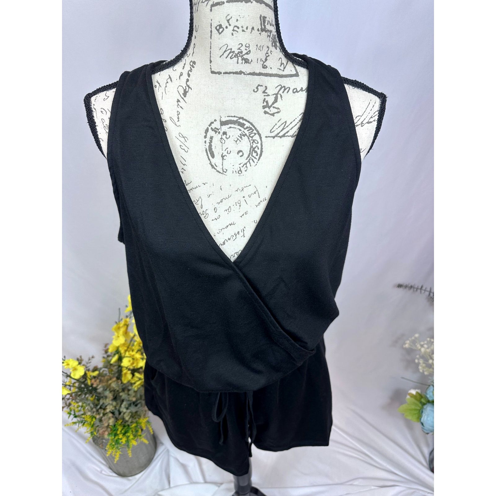 Other LBLC the Label Lauren Romper Drawstring Waist Pockts Black L Size 30" / US 8 / IT 44 - 9 Thumbnail