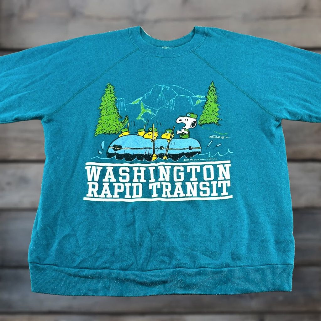 Vintage VINTAGE Artex Snoopy Sweatshirt Mens XL Blue Washington Rapid Transit WSDOT Ferry 80s 90s Zip Crew Neck Fleece Cotton Blend Size US XL / EU 56 / 4 - 1 Thumbnail