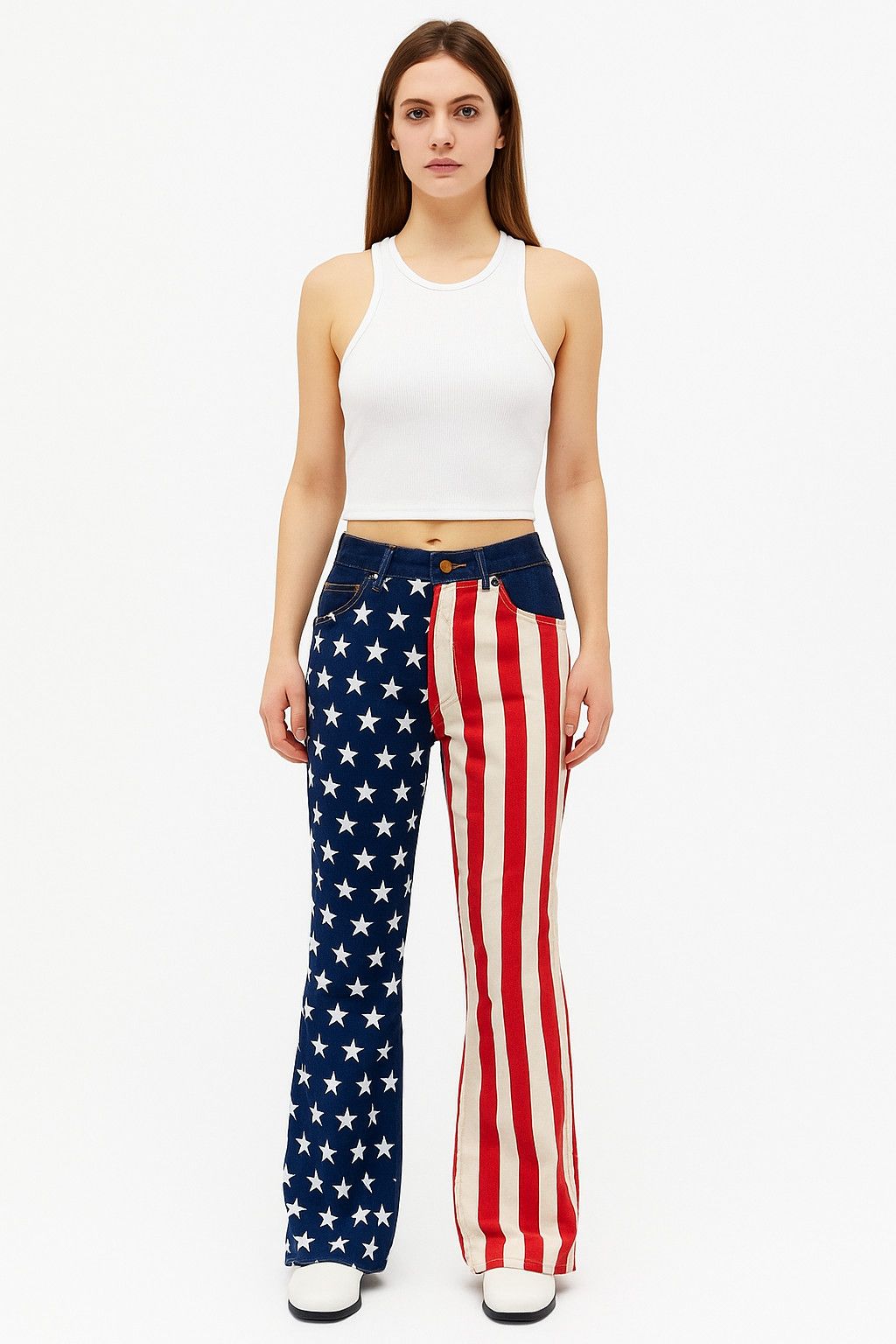 Japanese Brand Vintage CRT Navy USA Flag Printed Unique Motifs Jeans Pants Size 27" / US 4 / IT 40 - 5 Thumbnail
