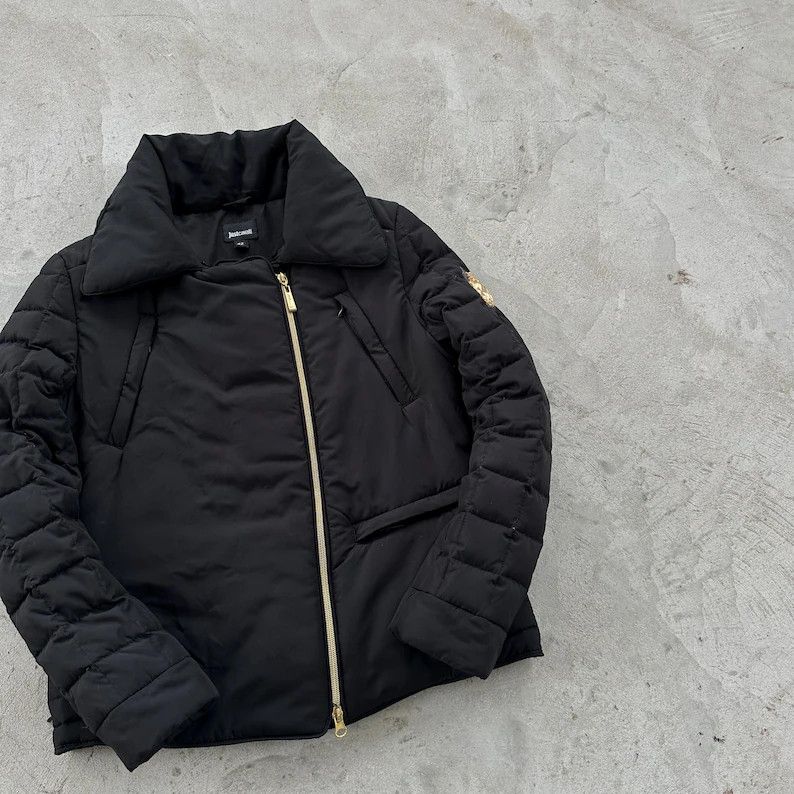 Roberto Cavalli Just Cavalli Asymmetric Down Puffer Jacket Golden Logo S Size S / US 4 / IT 40 - 2 Thumbnail