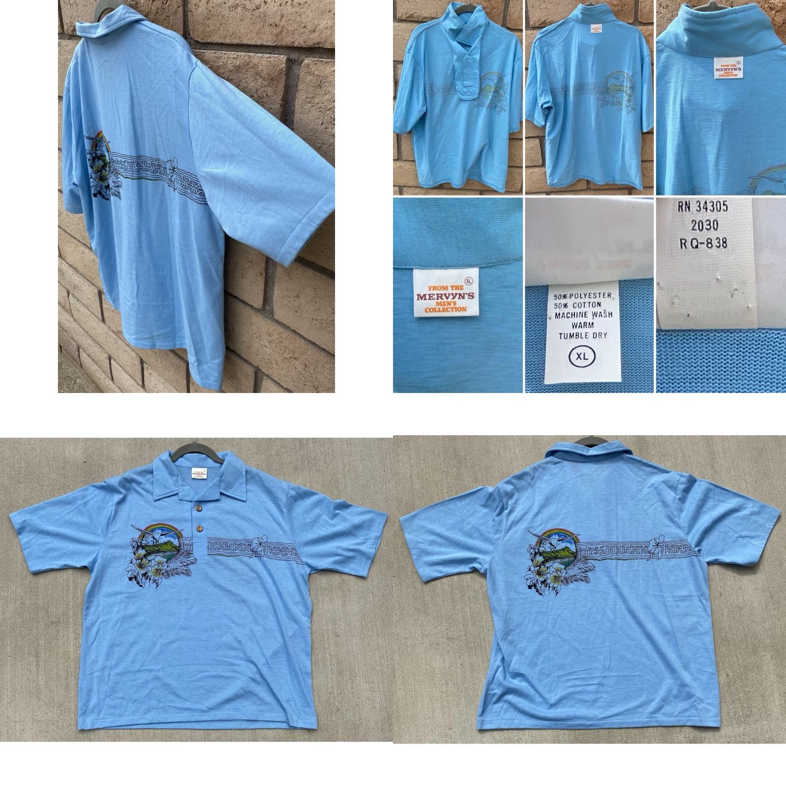 Vintage VINTAGE Mervyns Men’s Collection Hawaiian Polo Shirt XL Shirt Casual 1980s Blue Tropical Rainbow 70s 80s Size US XL / EU 56 / 4 - 10 Thumbnail