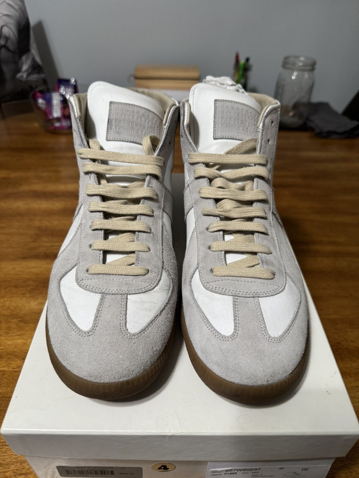 Maison Margiela White and Grey HiTop Replica Sneakers